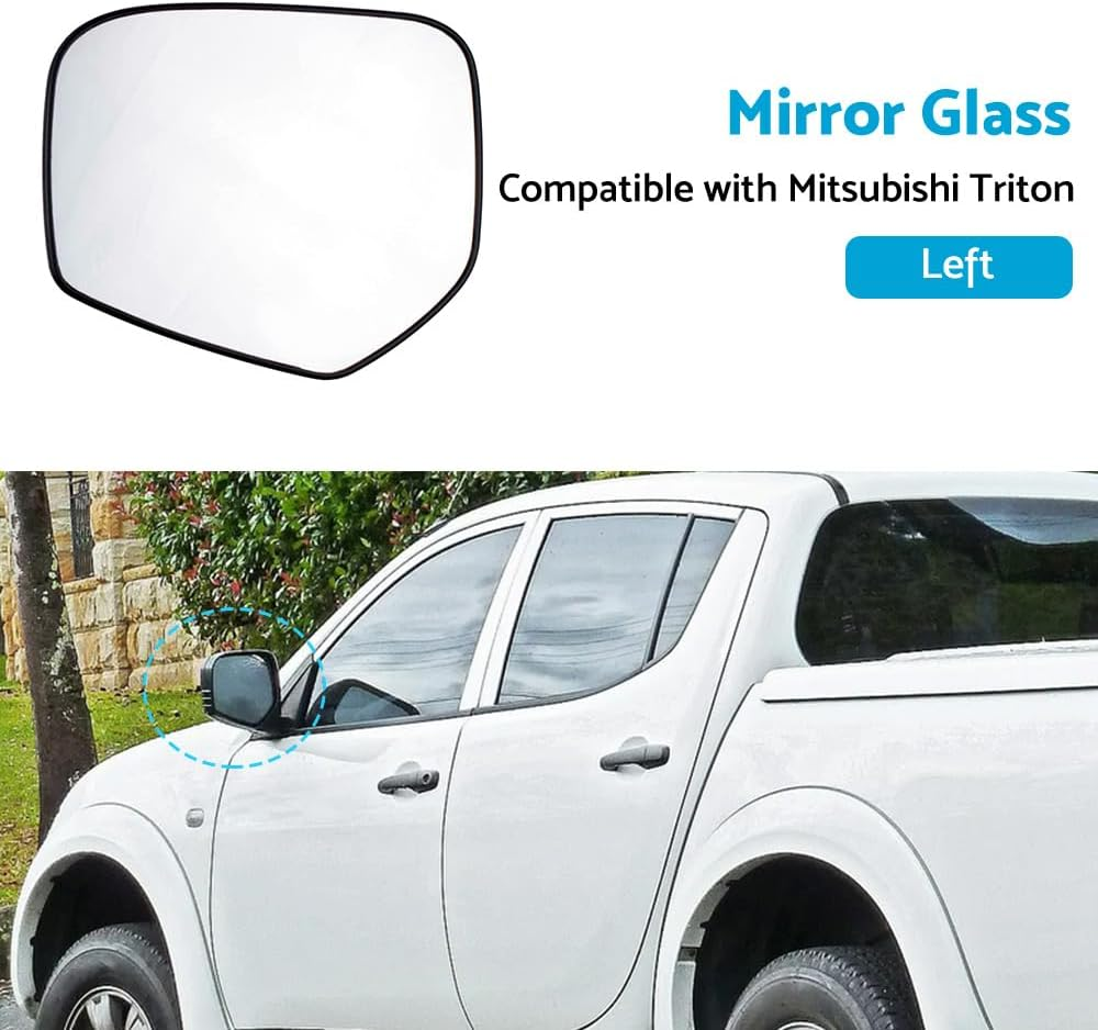 MAX COOL Car Rearview Left Side Mirror Glass with Backing Plate Exterior Mirrors Replacement Suitable for Mitsubishi Triton 2006-2015, without Heated image number 4