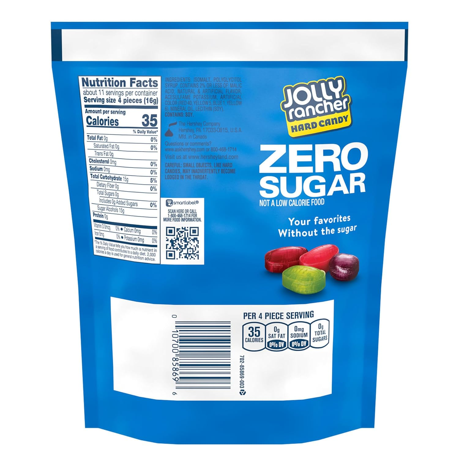 Jolly Rancher Hard Candy Zero Sugar Assorted Flavors 172G Bag image number 4