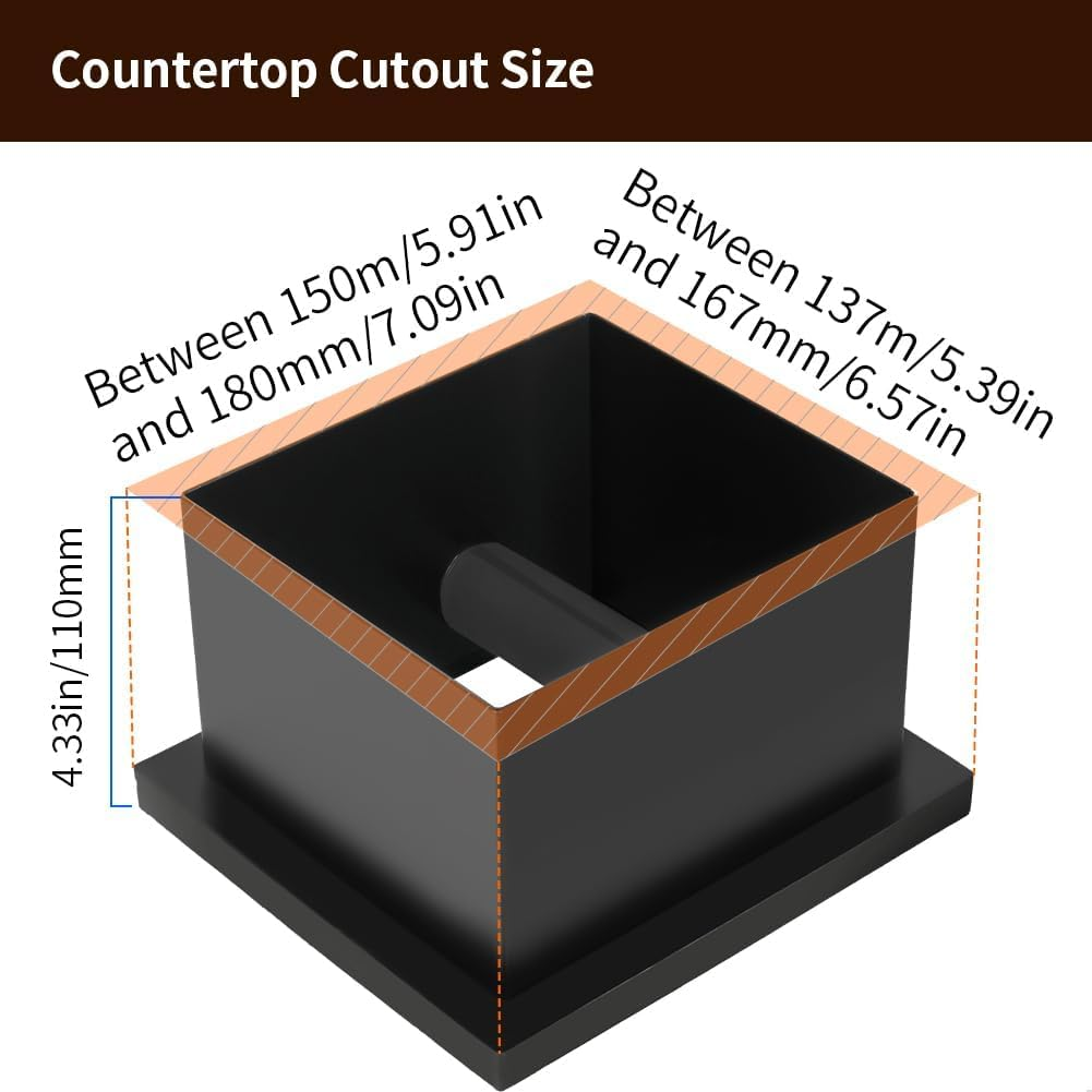 Watchget Espresso Knock Box - Built-In Stainless Steel and Silicone Coffee Knock Box Chute, Detachable Rubber Rod, Square Bottomless Waste Bin for Coffee Grounds image number 6