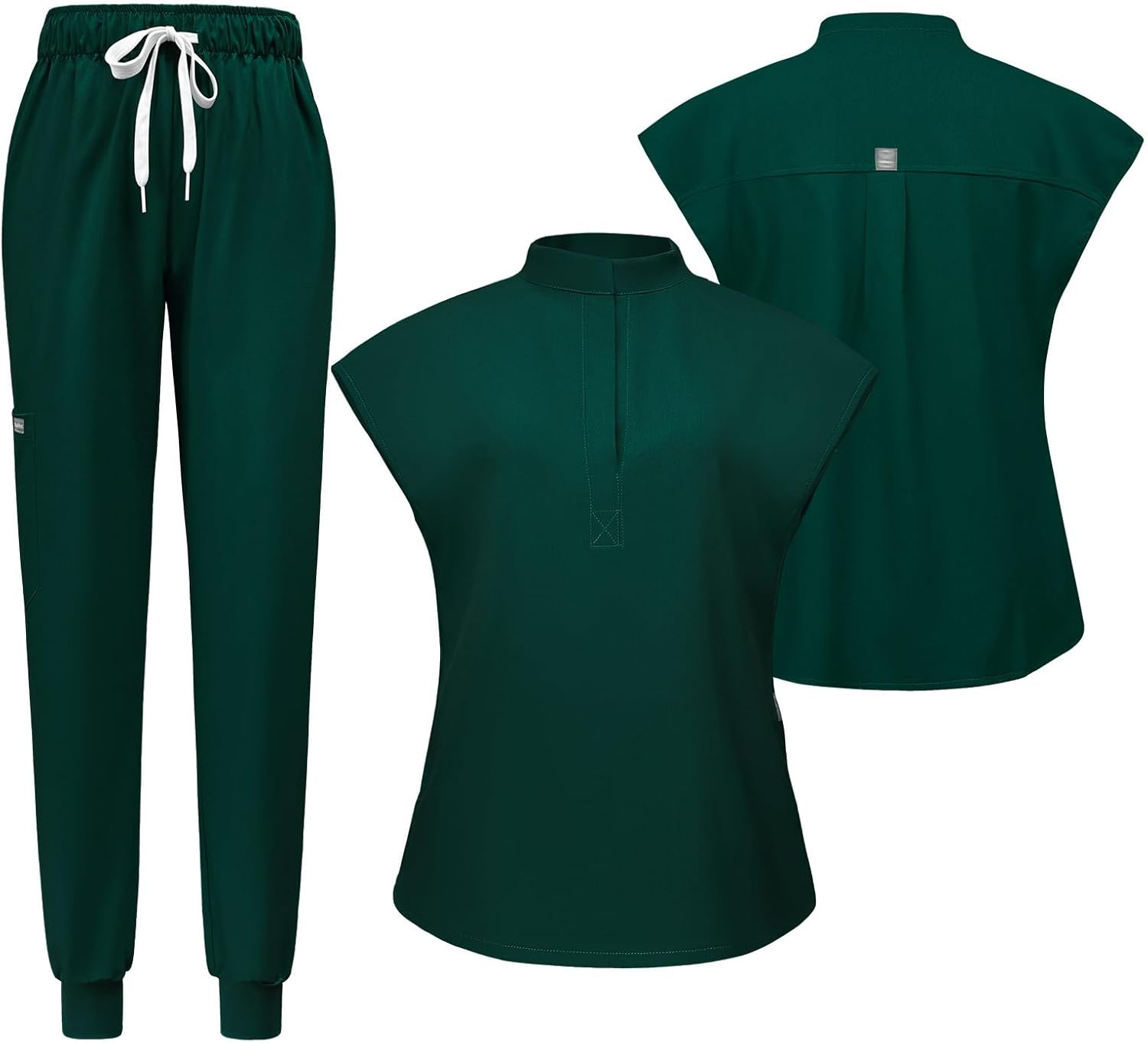 Meichoon Women'S Medical Scrubs Separate Set Stand-Up Neck Stretch Top with 2 Side Pockets Tapered Yoga Pants Soft & Wrinkle Resistant DK55