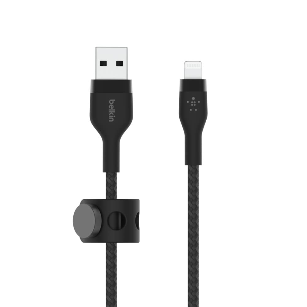 Belkin Boostcharge Pro Flex Braided USB a to Lightning Cable 2M/6.6FT - Mfi Certified 20W Power Delivery Iphone Charger Cord - Apple Charger USB a Cable - Fast Charging - Iphone 14, Iphone 13 - White