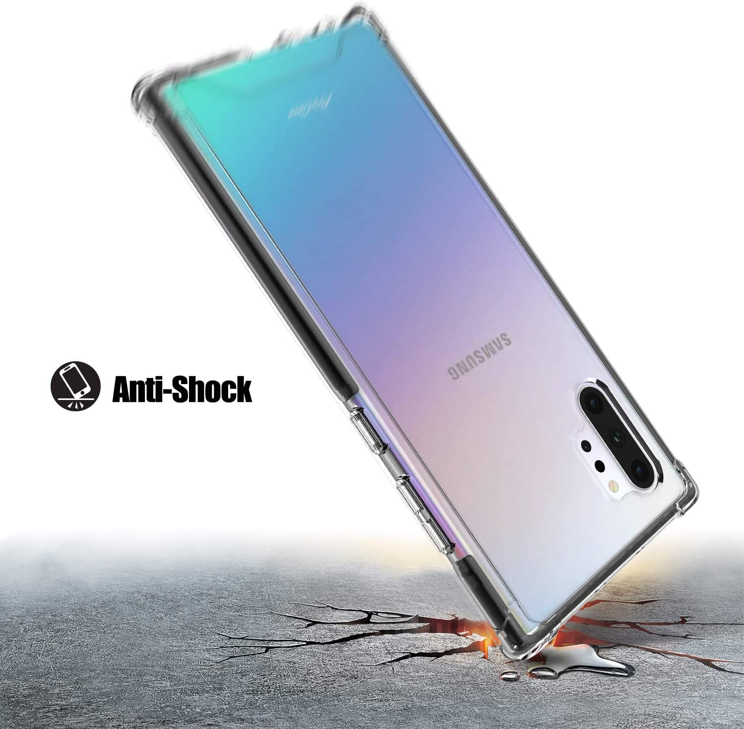 Procase Galaxy Note 10+ Plus/5G Case Clear, Slim Hybrid Crystal Clear TPU Cover with Reinforced Corners, Transparent Anti-Scratch Rugged Protective Case for Galaxy Note 10+ / 10 plus / 5G 2019-Black Frame image number 3