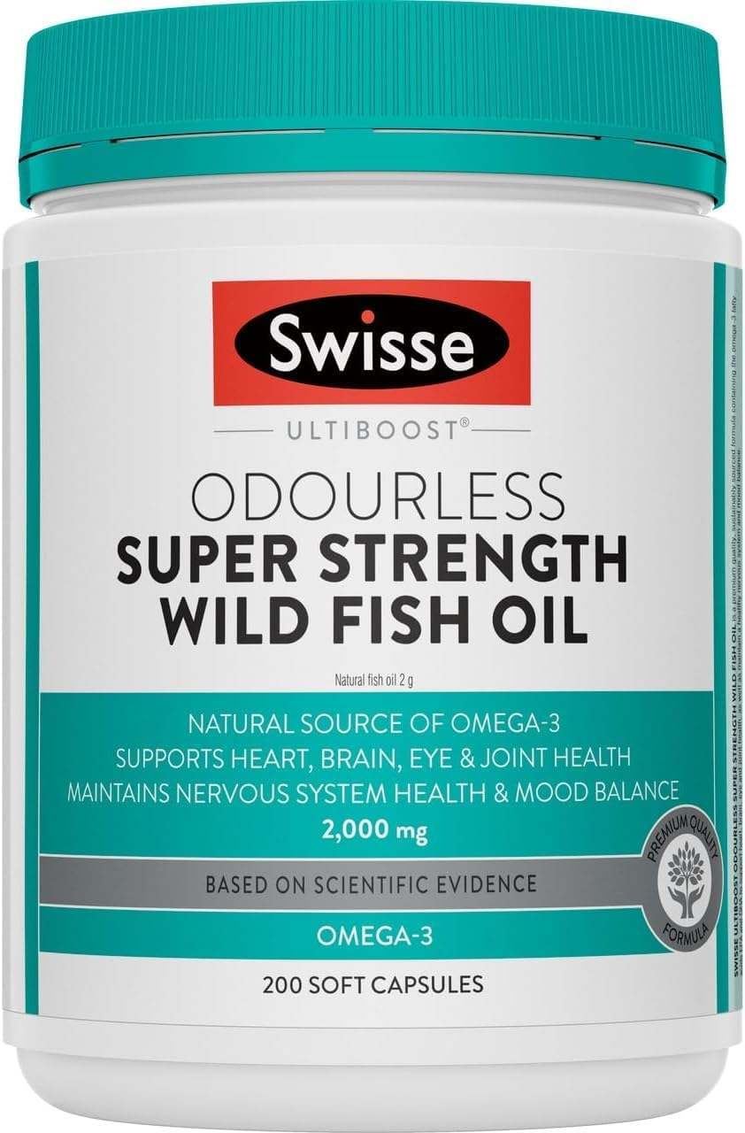 Swisse Ultiboost Odourless Super Strength Wild Fish Oil 200 Capsules image number 4