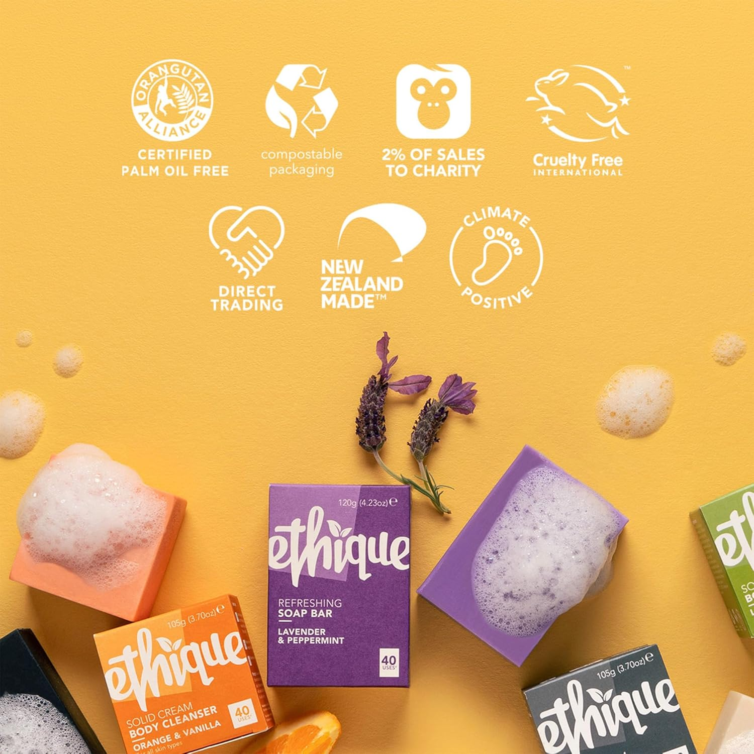 ETHIQUE Solid Cream Body Cleanser Orange & Vanilla 105G image number 4