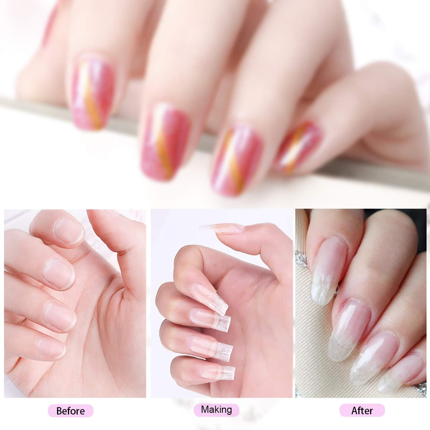 MWOOT 100 Pieces Fiberglass Nail Extension Silk,Nails Tips Quick Extension Fiberglass Fiber Silk False Nails Tips Salon Tool Accessories for UV Gel Nails Art image number 3