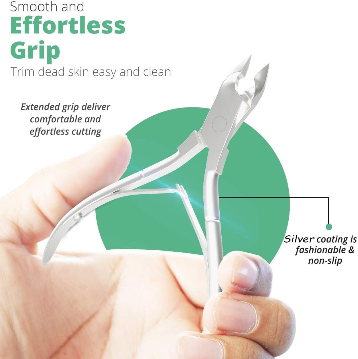 Premium Cuticle Trimmer Stainless Steel Nipper - Sharp Blades with Double Spring - Manicure Pedicure Tool for Home and Salon - Silver Nipper - Pack 1 image number 4