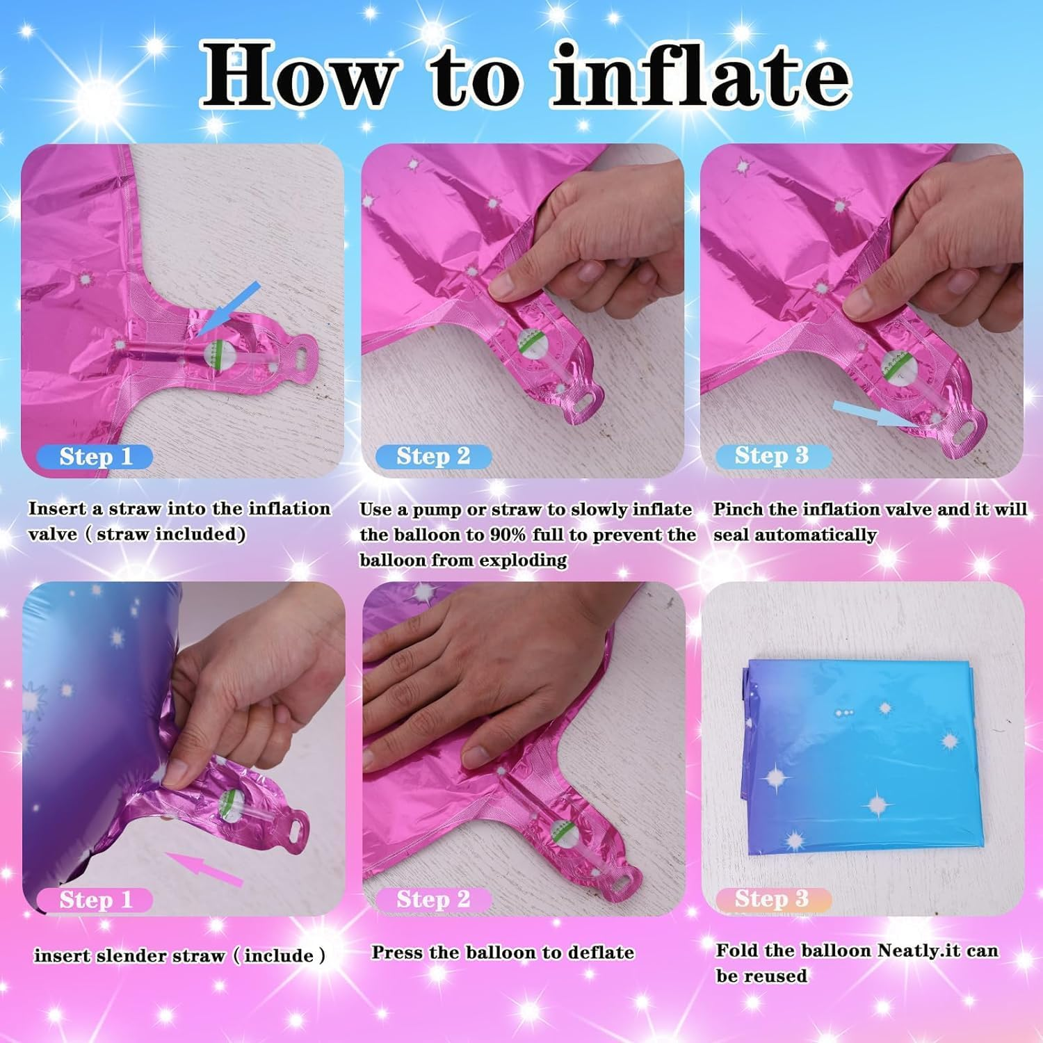 40 Inch Large Starry Sky Number Balloons, Giant Jumbo Helium Foil Mylar Big Gradient Colorful Number 2 Digital Two Balloons for Birthday Party Anniversary Wedding Decorations image number 2