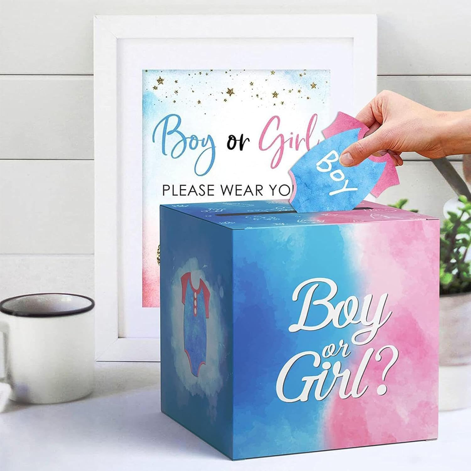 Baby Gender Reveal Pull Out Game Box, Cast Your Vote Games Invitations Supplies with 40 Ballot Cards, Boy or Girl, Gender Reveal Supplies,Pink and Blue image number 6