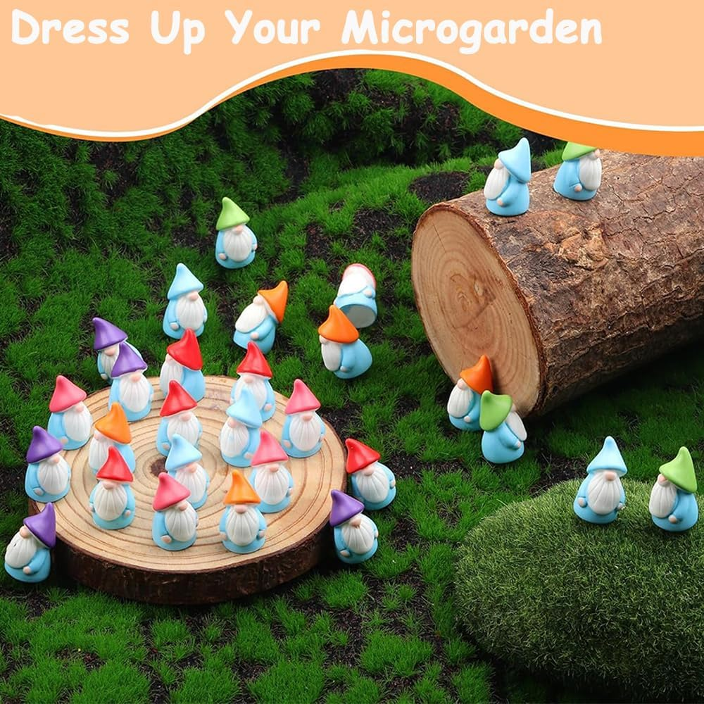 30Pcs Mini Resin Gnomes in 6 Colors,Micro Landscape Christmas Old Man Dwarf Ornament,Diy Decorations Accessories Miniature Small Ornaments for Landscape Garden Outdoor Patio Yard Plant Pots Decor image number 4