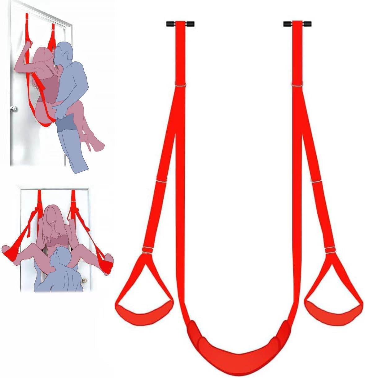 Hold to 300Lbs/130Kg over the Door Swing Sex Adult Swing for Couples Sex Frequent Flyer Door Swing Adult Door Swing for Couples Bedroom Hanging Swing Sling Heavy Duty Sex Furnitures Sweater (Red) image number 1