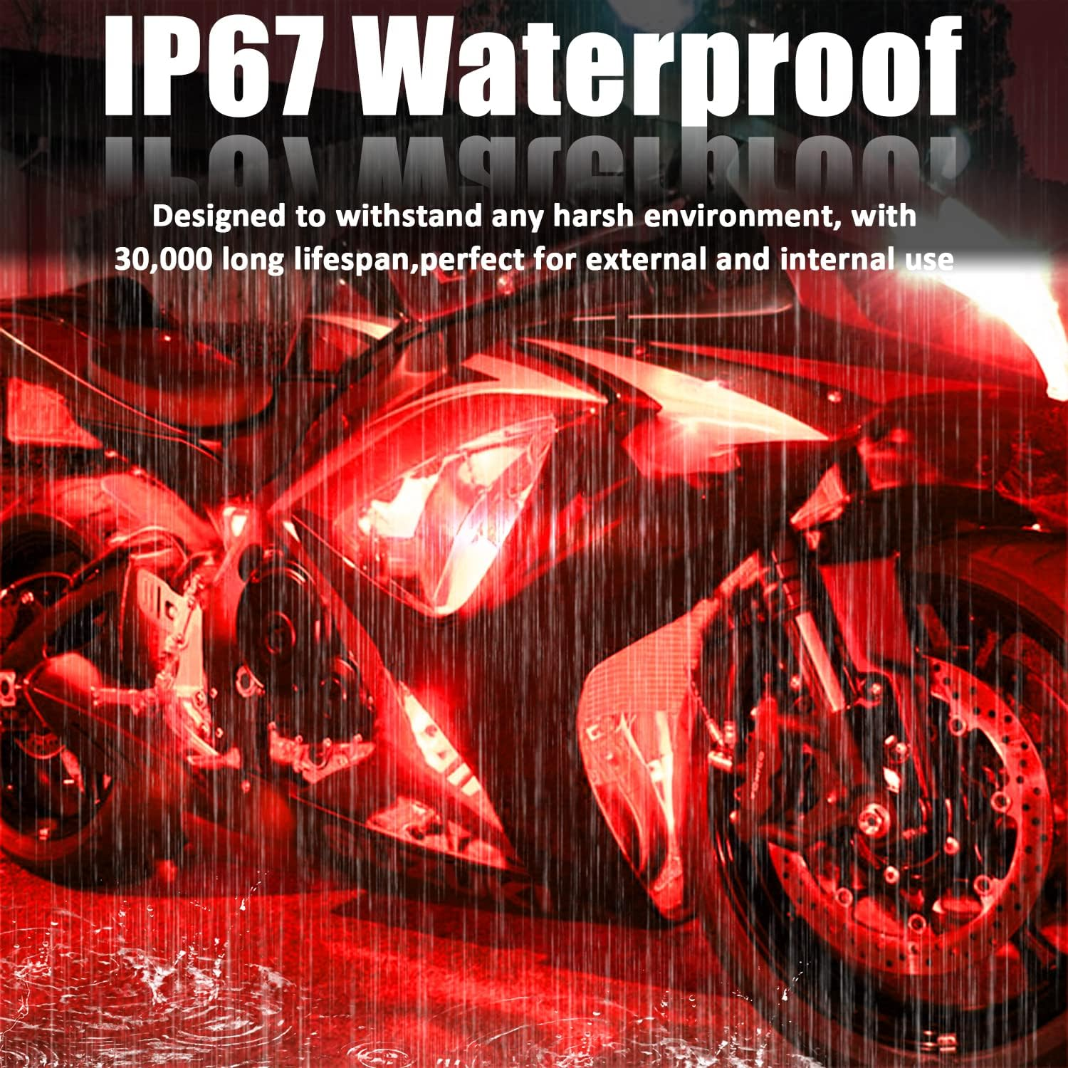 (8-Pack, Red) - XT AUTO 8Pcs 12V Super Bright 30Cm 15 LED Flexible Waterproof LED Strip Light for Car Interior & Exterior Decoration DRL Day Running Light or Boat Bus Garden