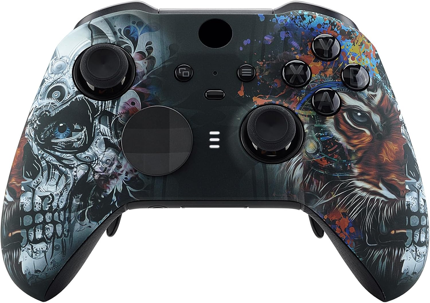 Extremerate Scary Party Patterned Faceplate Cover, Soft Touch Front Housing Shell Case Replacement Kit for Xbox One Elite Series 2 Controller Model 1797 - Thumbstick Accent Rings Included