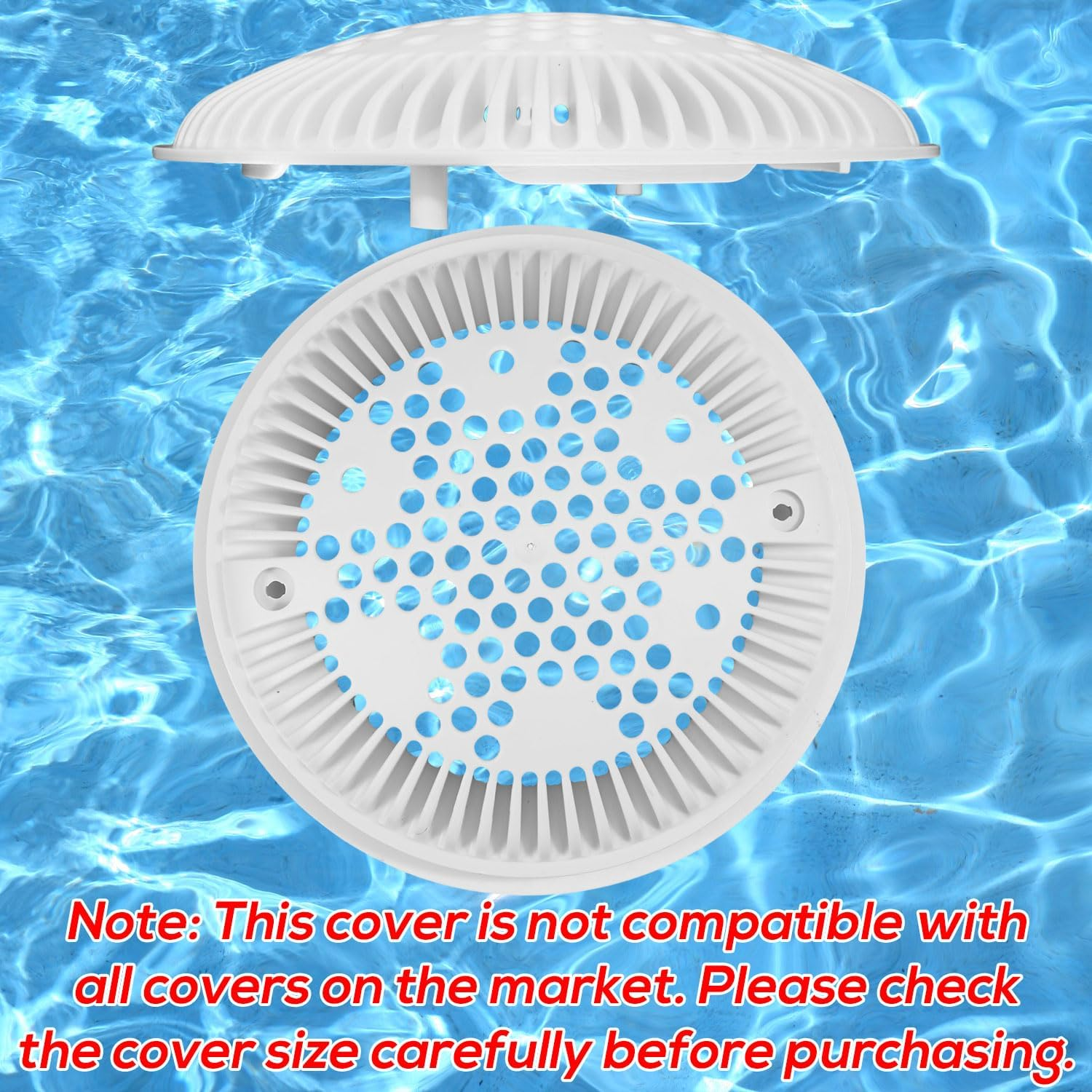 Lyreh Pool Main Drain Cover Compatible with Hayward, White Anti-Vortex Drain Cover Suction and Dual Suction Outlet for Ground Swimming Pool Replacement Accessories image number 1