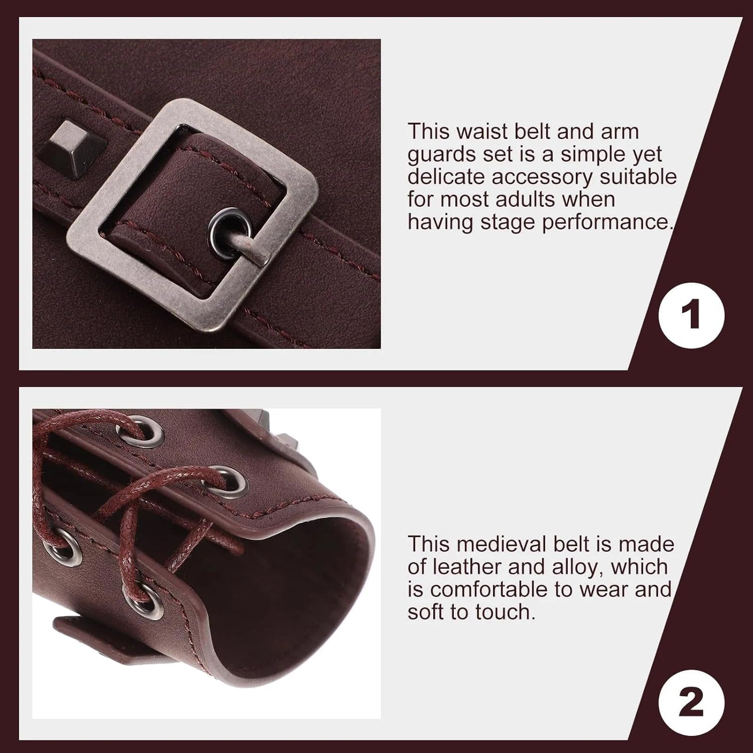 Medieval Accessories Arm Guards with Ring Belt Renaissance Bracers for Cosplay Knight Costume Adjustable Set for Adults SZTTY image number 6