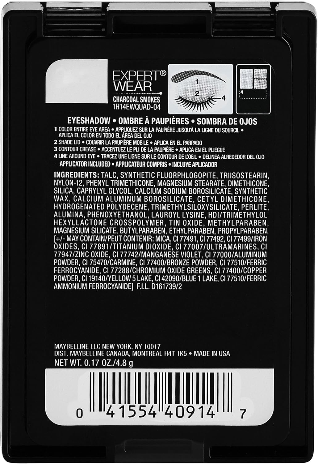 Maybelline Expert Wear Eyeshadow Quads Charcoal Smokes image number 5