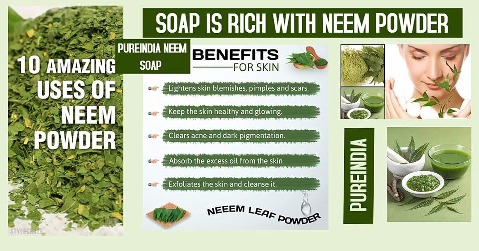 PUREINDIA Handmade Neem Soap & Scrub Bar( Pack of 4) 2 Soap and 2 Scrub Bar, 100Gm Each.(Get Rid of Acne, Pimples and Skin Rashes) image number 2