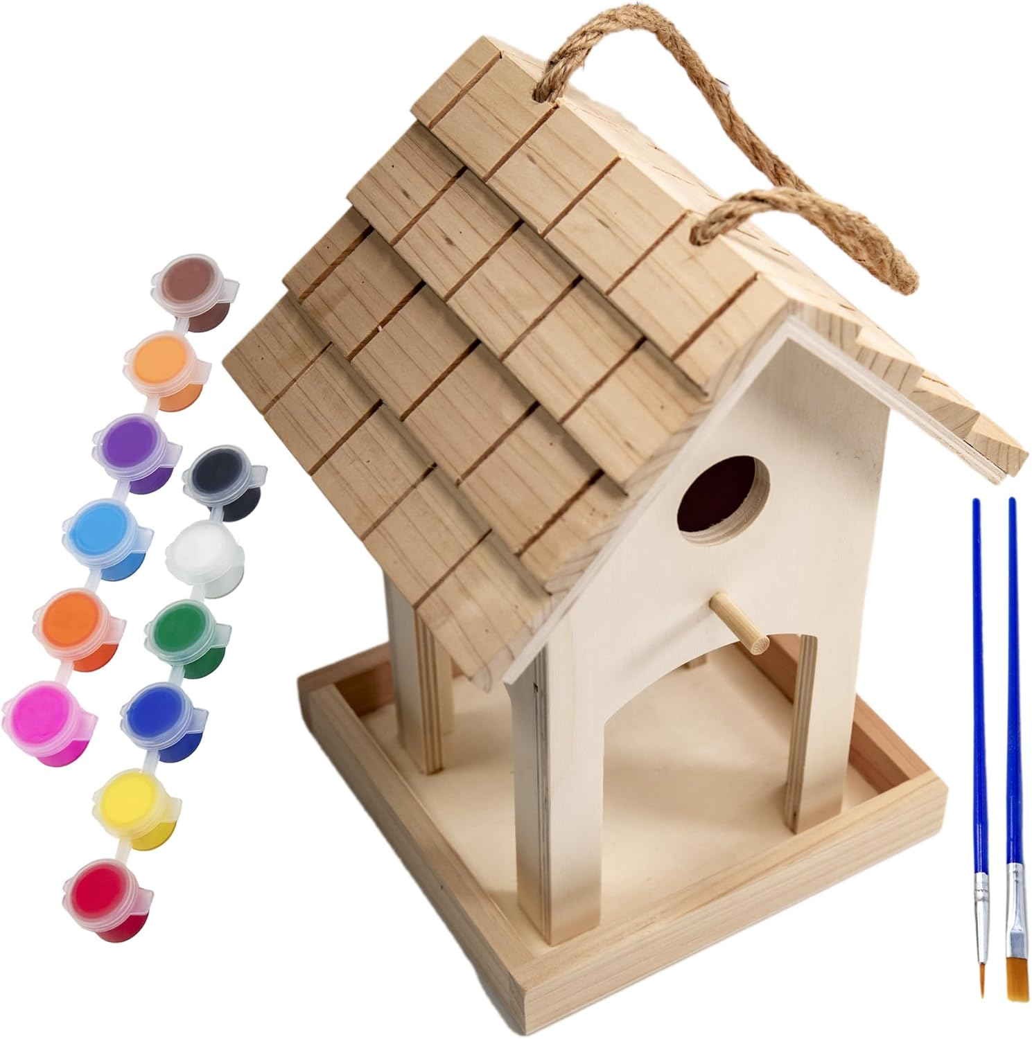 DIY Wooden Bird House,Wild Bird Feeder, Hanging Birdhouse Attract Birds & Beautify Your Yard! (Cream, A) image number 5
