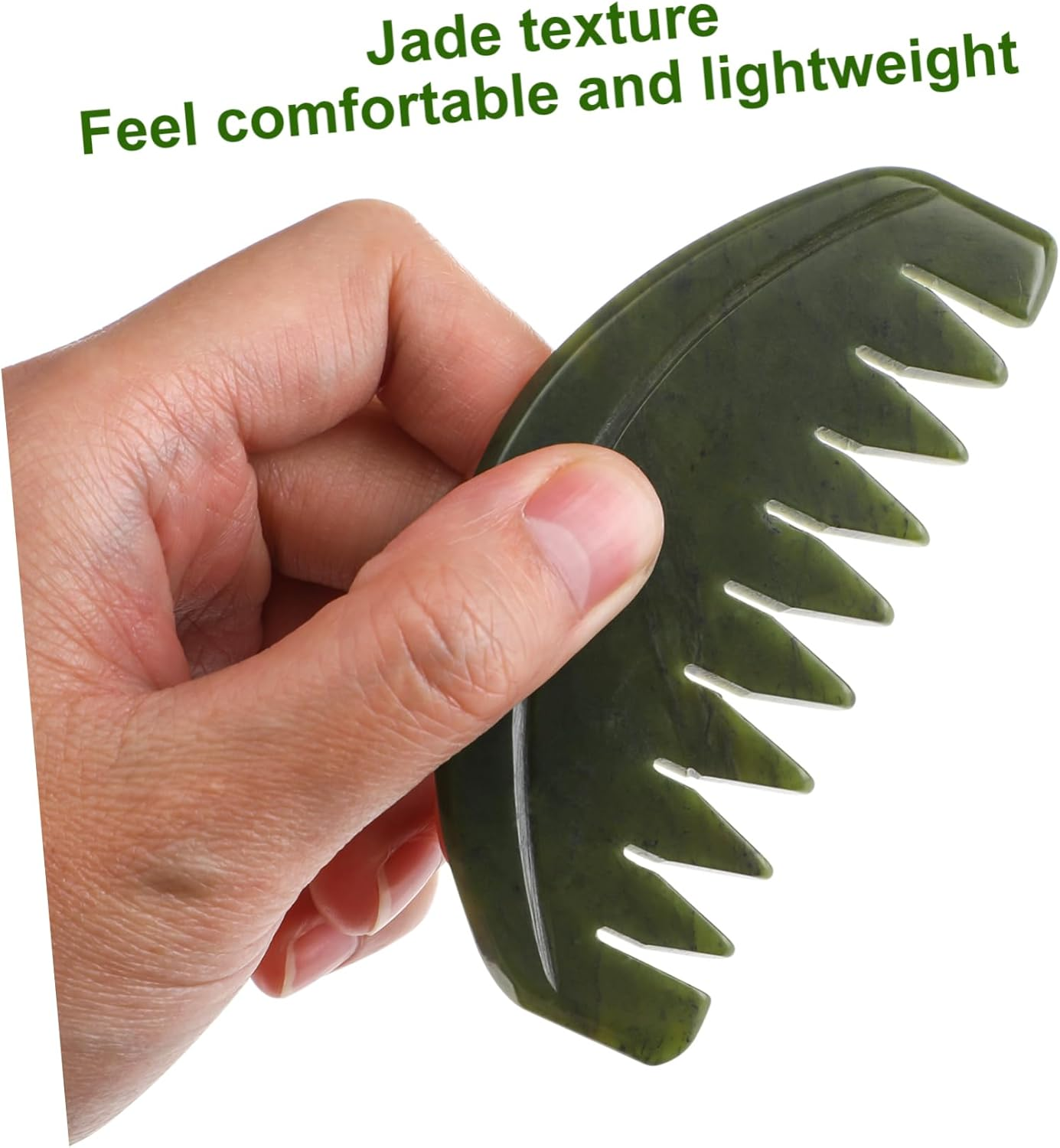 LOLIPPYY 1Pc Portable Jade Scraping Massage Comb Ergonomic Beauty Scraping Plate for Relaxation Durable Natural Jade for Body and Scalp Massage for Friends and Family