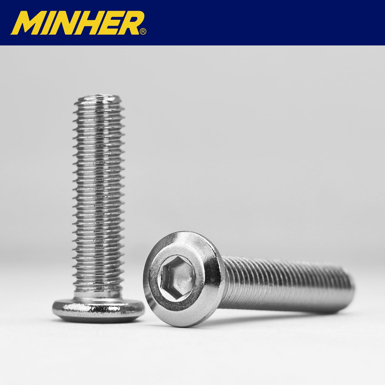 MINHER M5 X 35Mm 20Pcs Flat Head Hex Socket Cap Screws Bolts, Furniture Bolts, 304 Stainless Steel 18-8, Full Thread (With Hex Spanner) image number 3