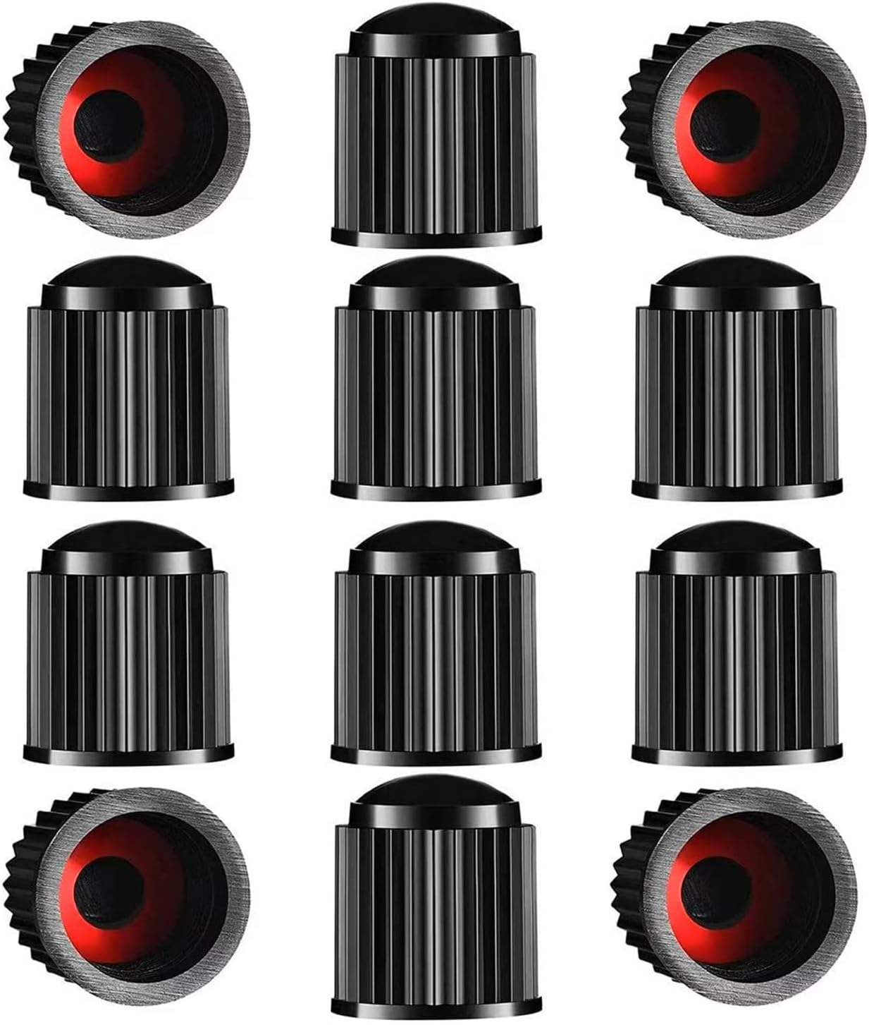 The Upgraded Version Has a Sealing Ring Tire Valve Stem Caps (12Pcs Black)
