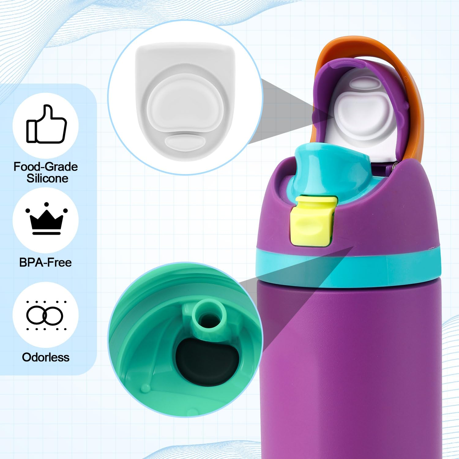 9Pcs Water Bottle Replacement Parts Compatible with Owala Freesip, Water Bottle Seal Ring & Replacement Stopper for Owala 16/19/24/25/32/40Oz Gasket Plug Accessories Bpa-Free (White)