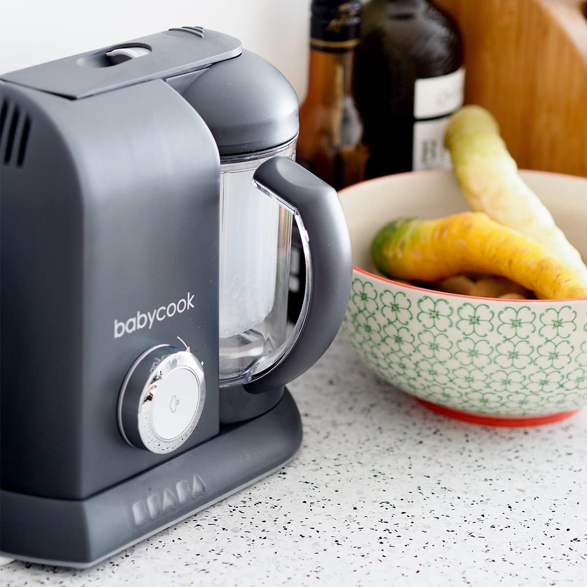 BEABA - Babycook Solo - Baby Food Maker - 4 in 1 : Baby Food Processor, Blender and Cooker - Soft Steamer Cooking - Quick - Food Diversification for Your Baby - Dark Grey - White image number 2