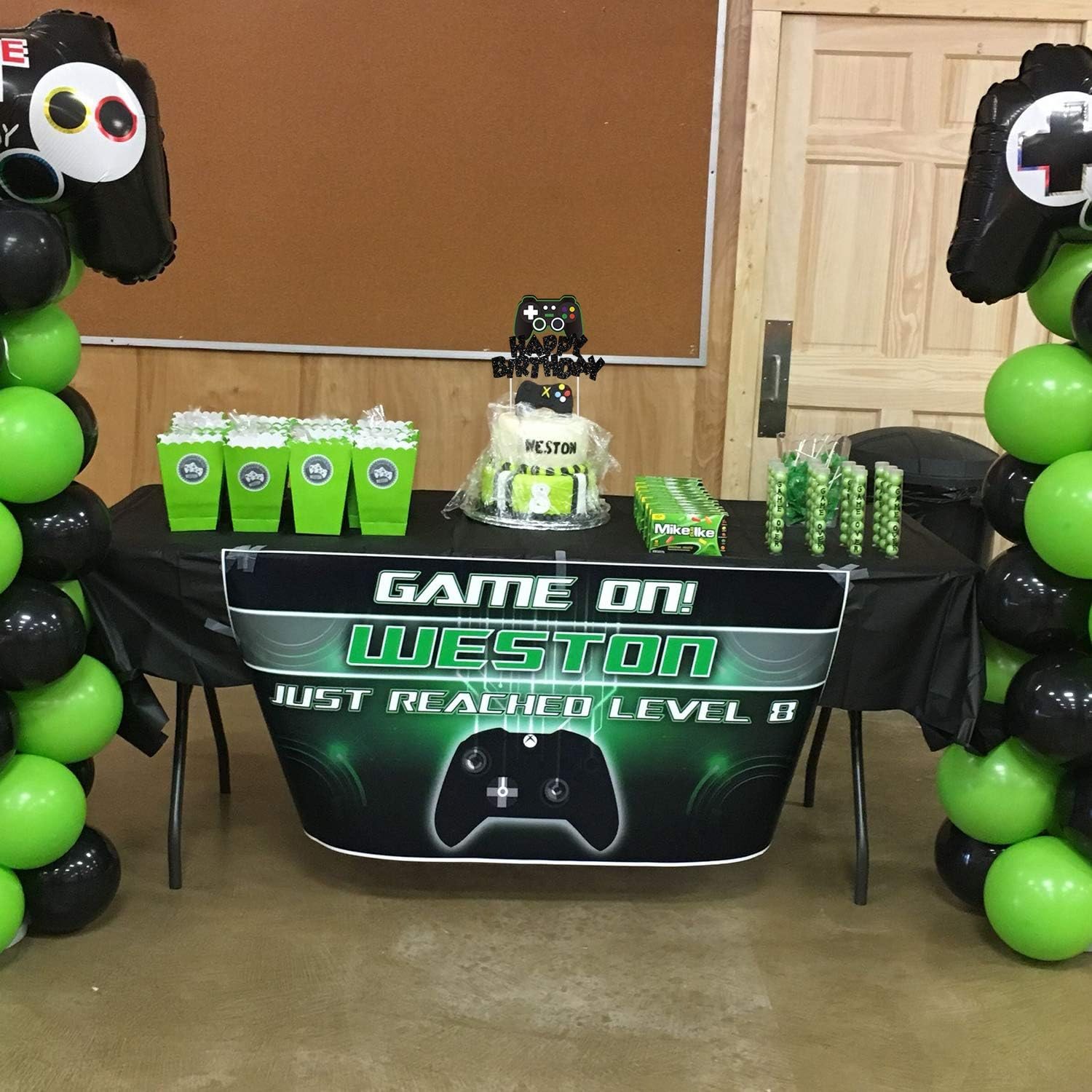 Video Game Cake Topper Glitter Game Controller Happy Birthday Cake Topper Cake Decorations Picks for Kids Gaming Themed Birthday Party Supplies