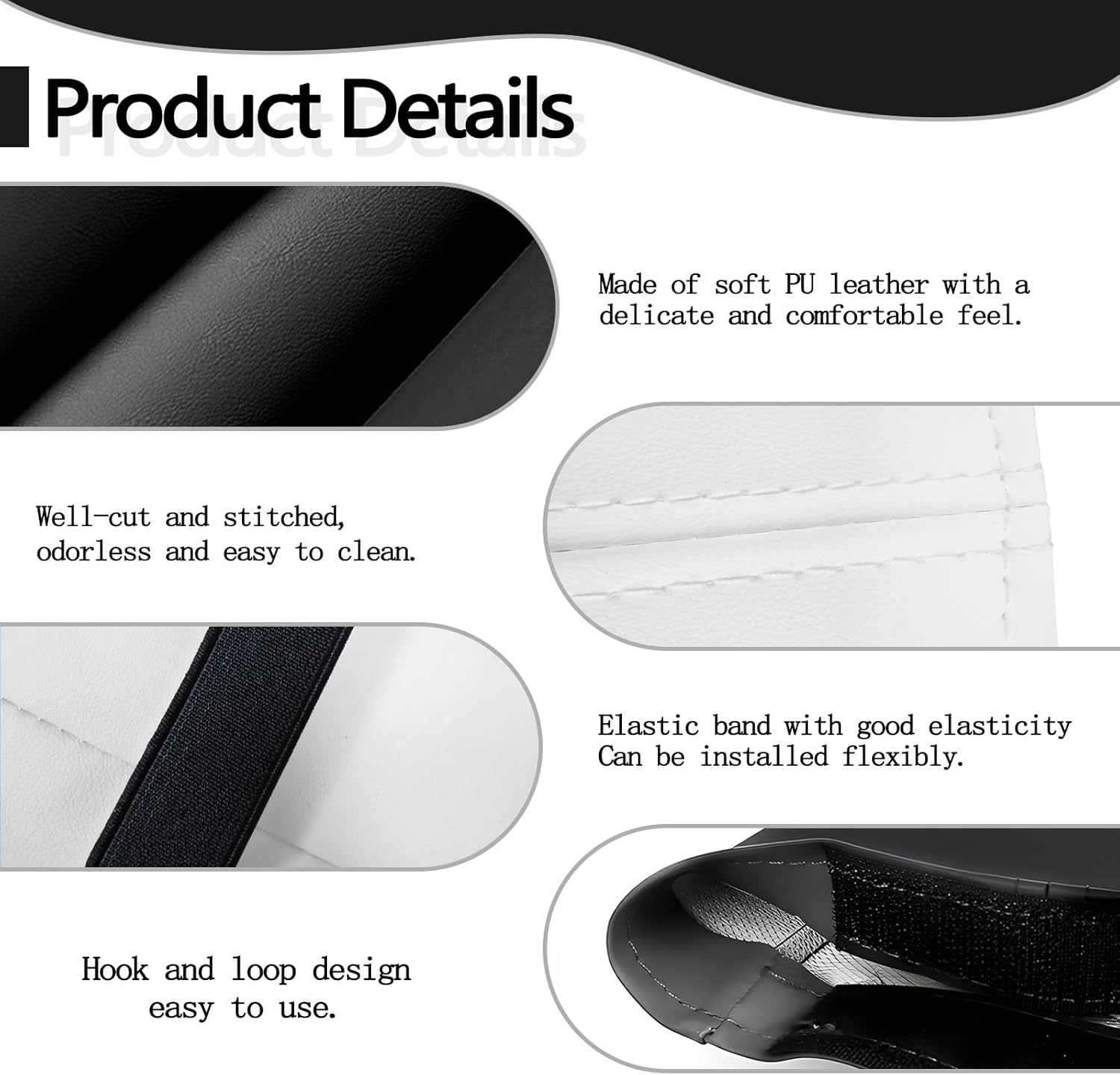 2Pcs Car Tissue Holder, Soft PU Leather Sun Visor Tissue Holder, Napkin Dispenser for Car (Black+White) - Black+White image number 3