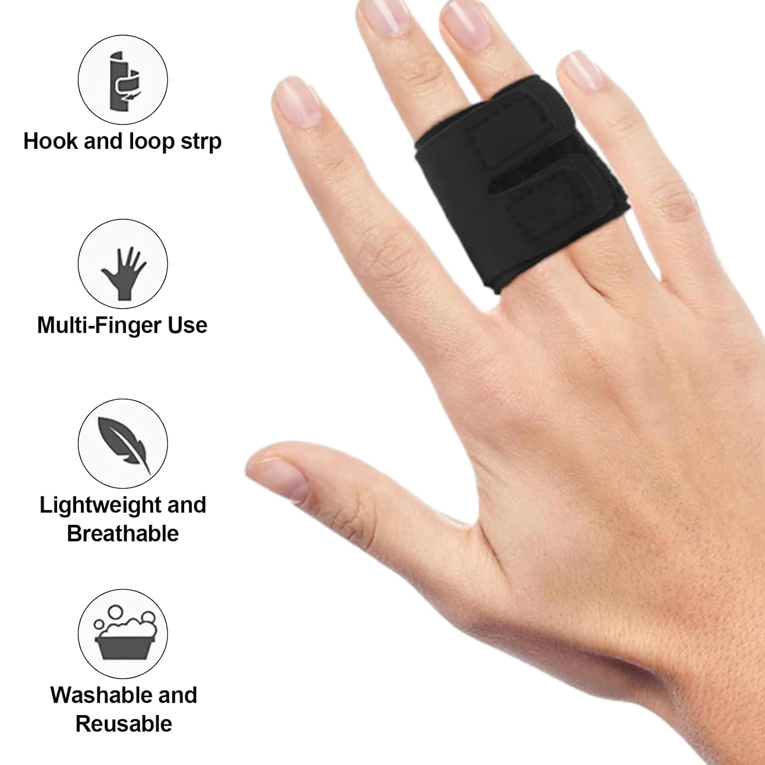 Stretchy Protector Sleeves, Splints Finger Sleeves Finger Protectors for Sports Compression Relieving Pain, Arthritis Trigger Outdoor Sports (Black) image number 1