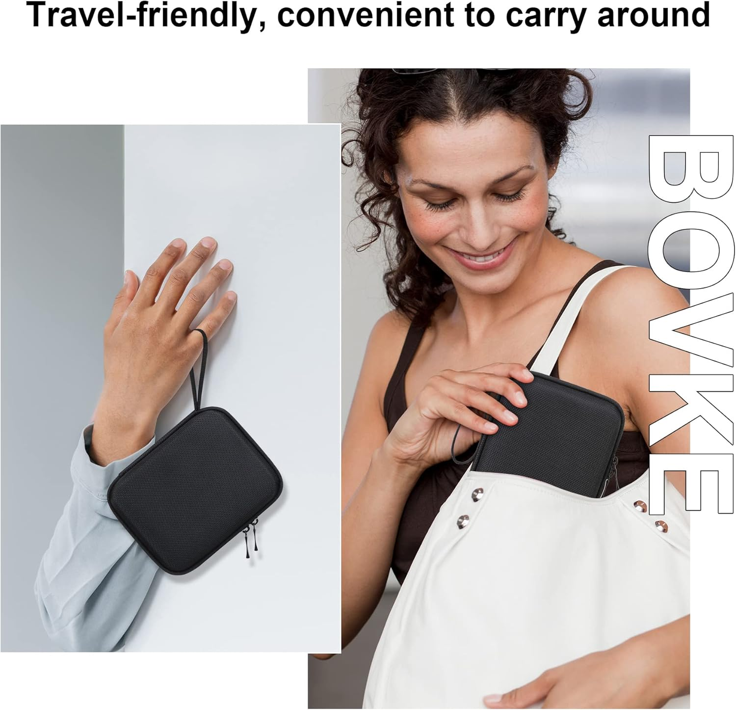 BOVKE Travel Case for Portable Handheld Inhaler Nebulizer Machine, Storage Holder Compatible with Asthma Handheld Mesh Atomizer for Adults and Kids Breathing Problem, Black (Case Only) image number 4