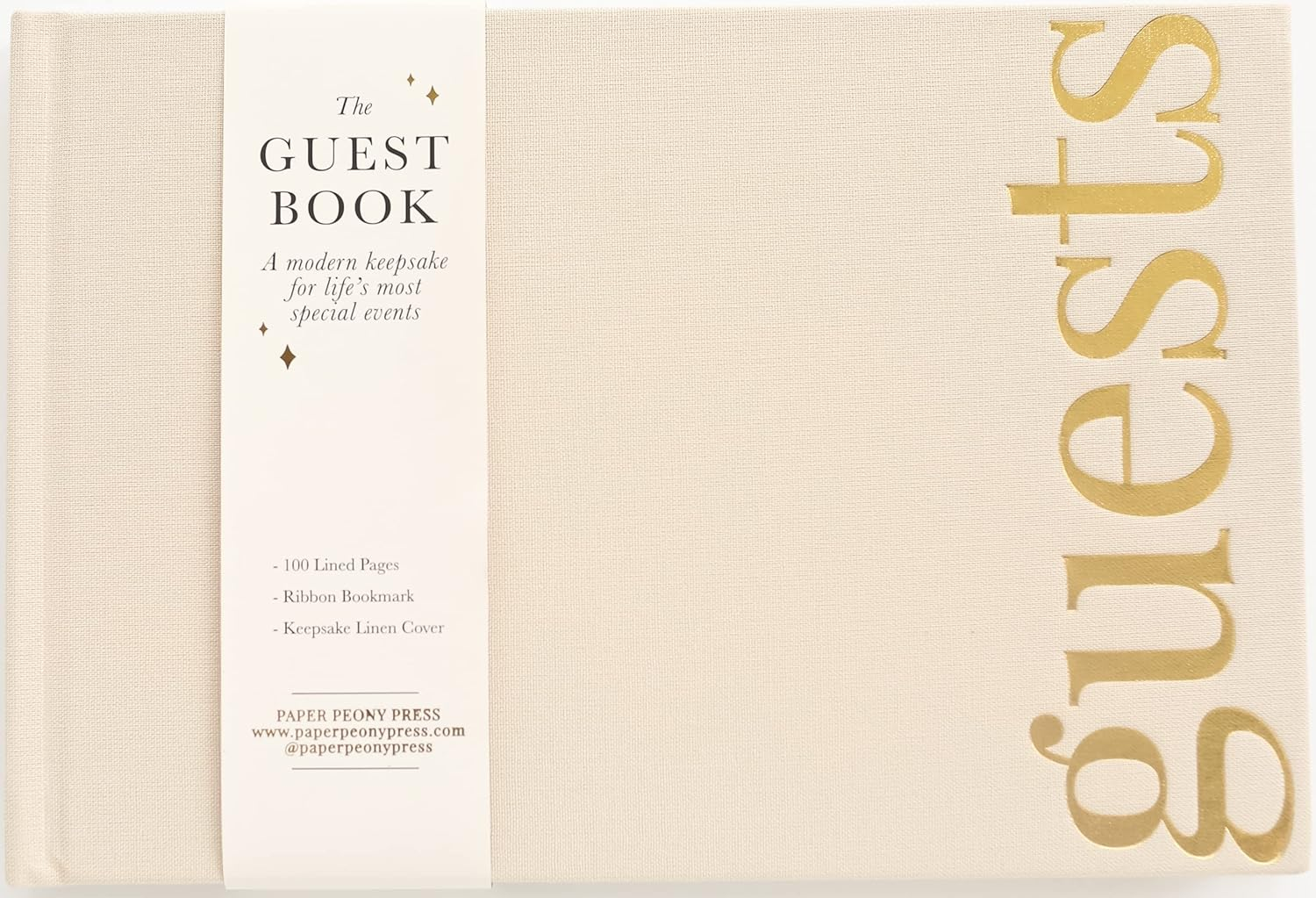 Guest Book: Beautiful Keepsake for Life&rsquo;S Special Events - Sign in Book for Wedding Reception, Baby Shower, Funeral and Vacation Home - 100 Pages, Ribbon Bookmark and Gold Foil