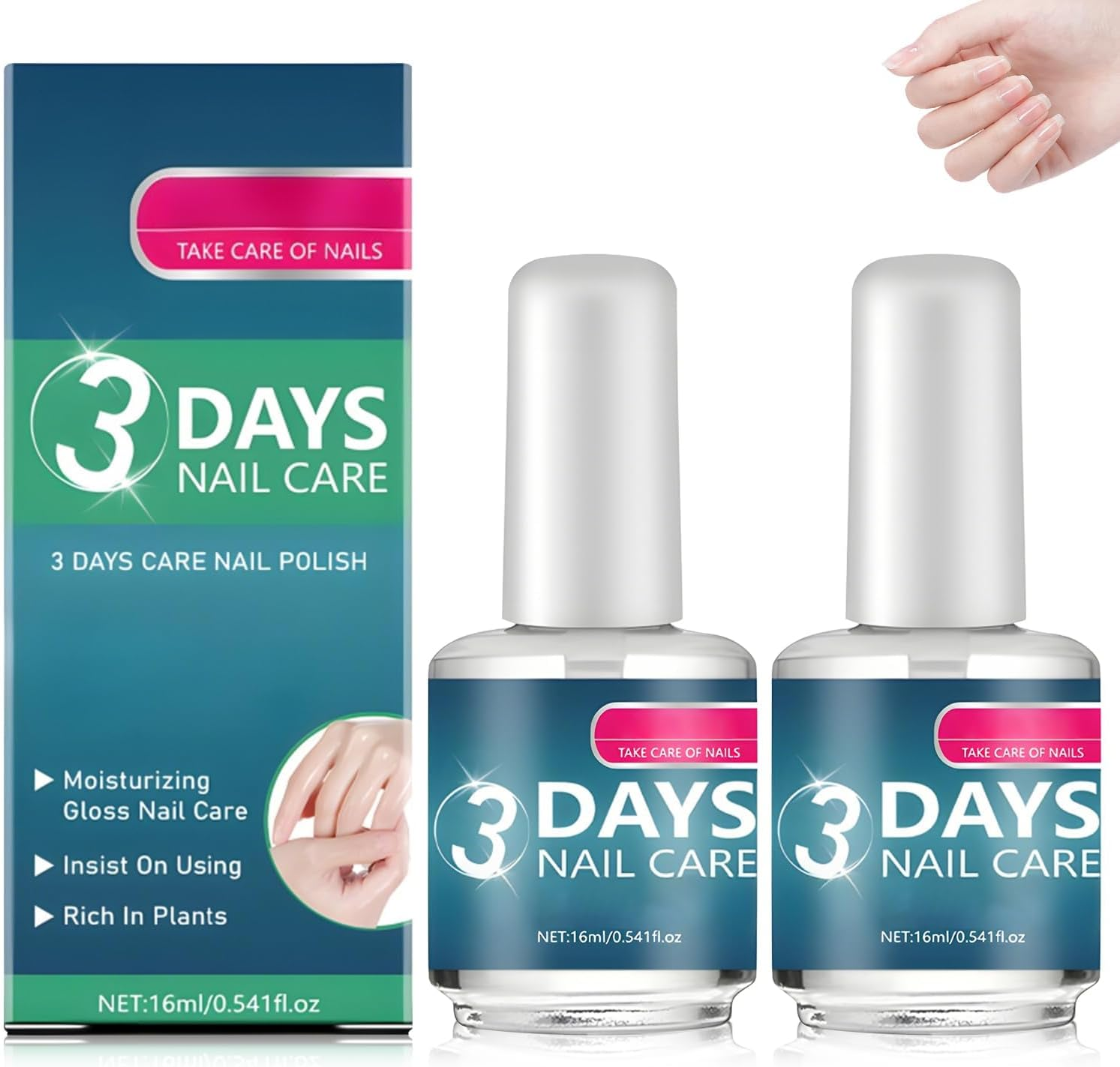 Nail Strengthener & Hydrating Gel, for Fragile Nails, 16Ml/0.56Oz (2Pcs) image number 3