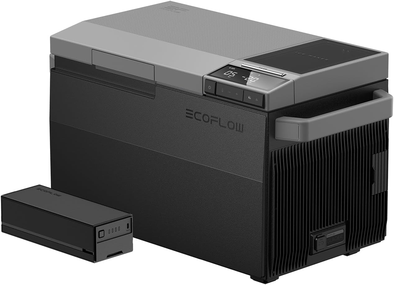 EF ECOFLOW GLACIER Portable Car Refrigerator with Extra Battery, 40Qt(38L) Electric Cooler with Ice Maker, Dual Zone WIFI APP Control(-13℉~50℉), 12/24V DC/AC for Car, Camping, Travel, Fishing, Outdoor image number 1