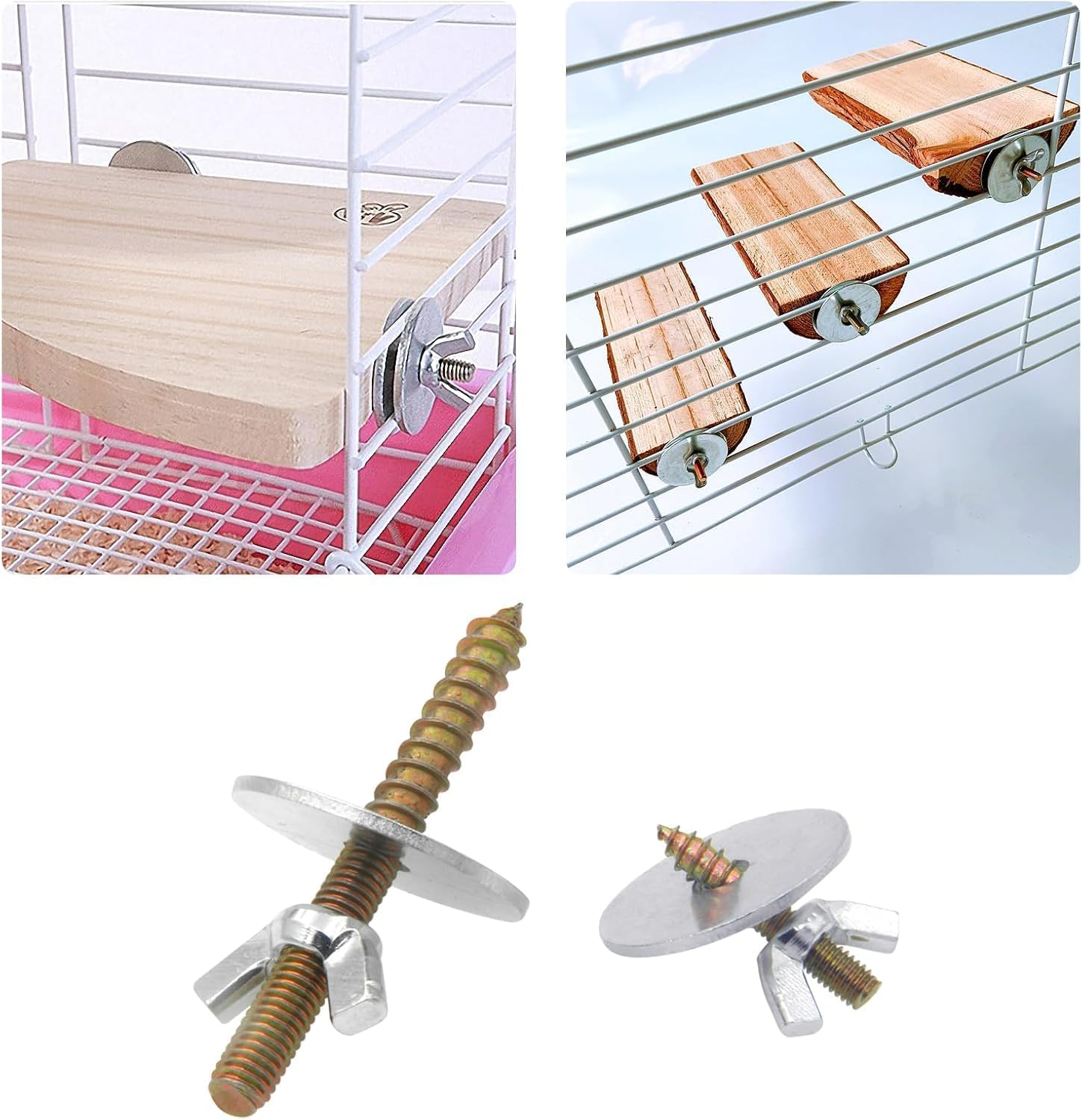 THJOPOKEEL 12 Set Bird Cage Feeder Stand Perches Accessories Hardware - 12Pcs Wing Nut 12Pcs Set Screw and 12Pcs Flat Washer Hamster Board Pole Fixing Breeding Box Screws image number 6