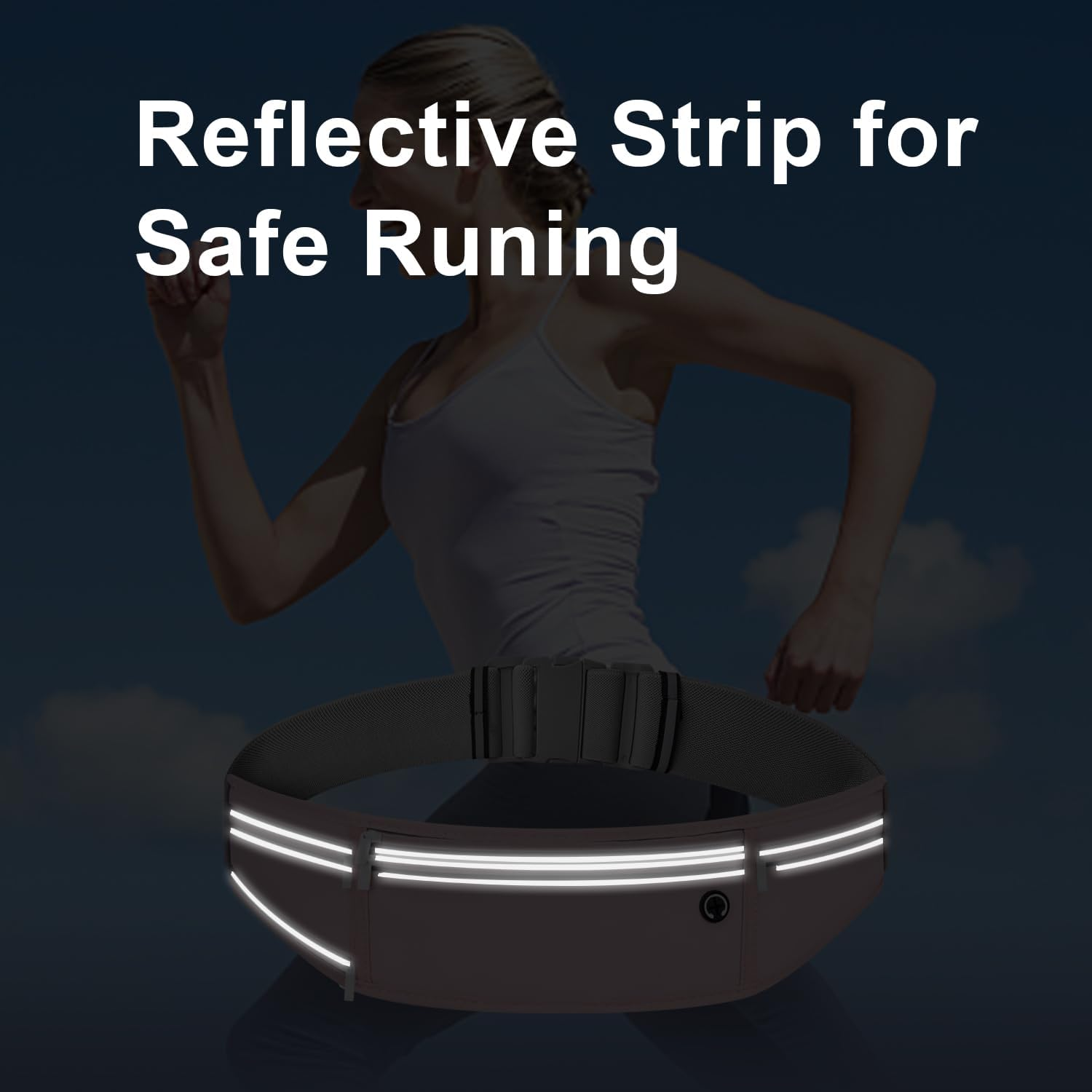 Slim Running Belt for Women Men,Runners Fanny Pack Phone Holder,Money Belt,Running Gear Accessories,With 3 Pockets (Jet Pink) image number 4