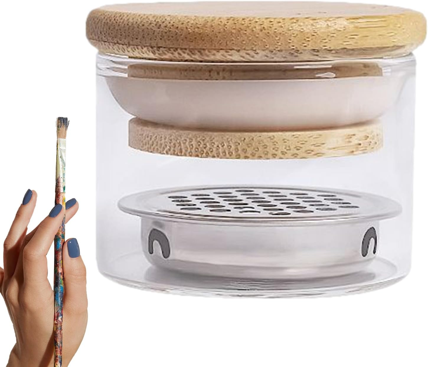 Nail Brush Cleaning Cup | 4.8X3.8Cm Acrylic Nails Brushes Cleaner | Tools | Glitter Brush Cups | Cleanings Tool, Storage Container, Portable Filter for Salon, Home, Travel, Manicure image number 3