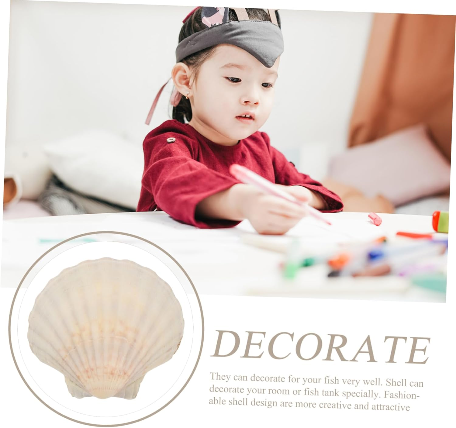 GARIOUANS Natural White Scallop Shells DIY Crafts 10Pcs 9-12Cm Natural Seashells Aquarium Fish Tank Decoration Landscaping Ornament for Aquatic Pets image number 6