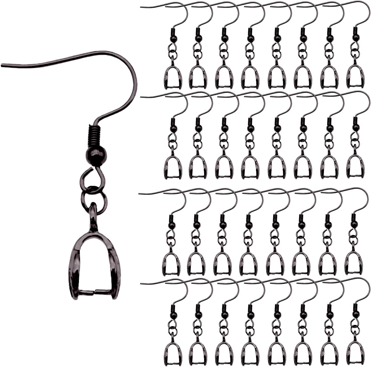 KJMYYXGS 50PCS Earring Hooks with Pinch Bails Clasp for DIY Earring Making (Silver)