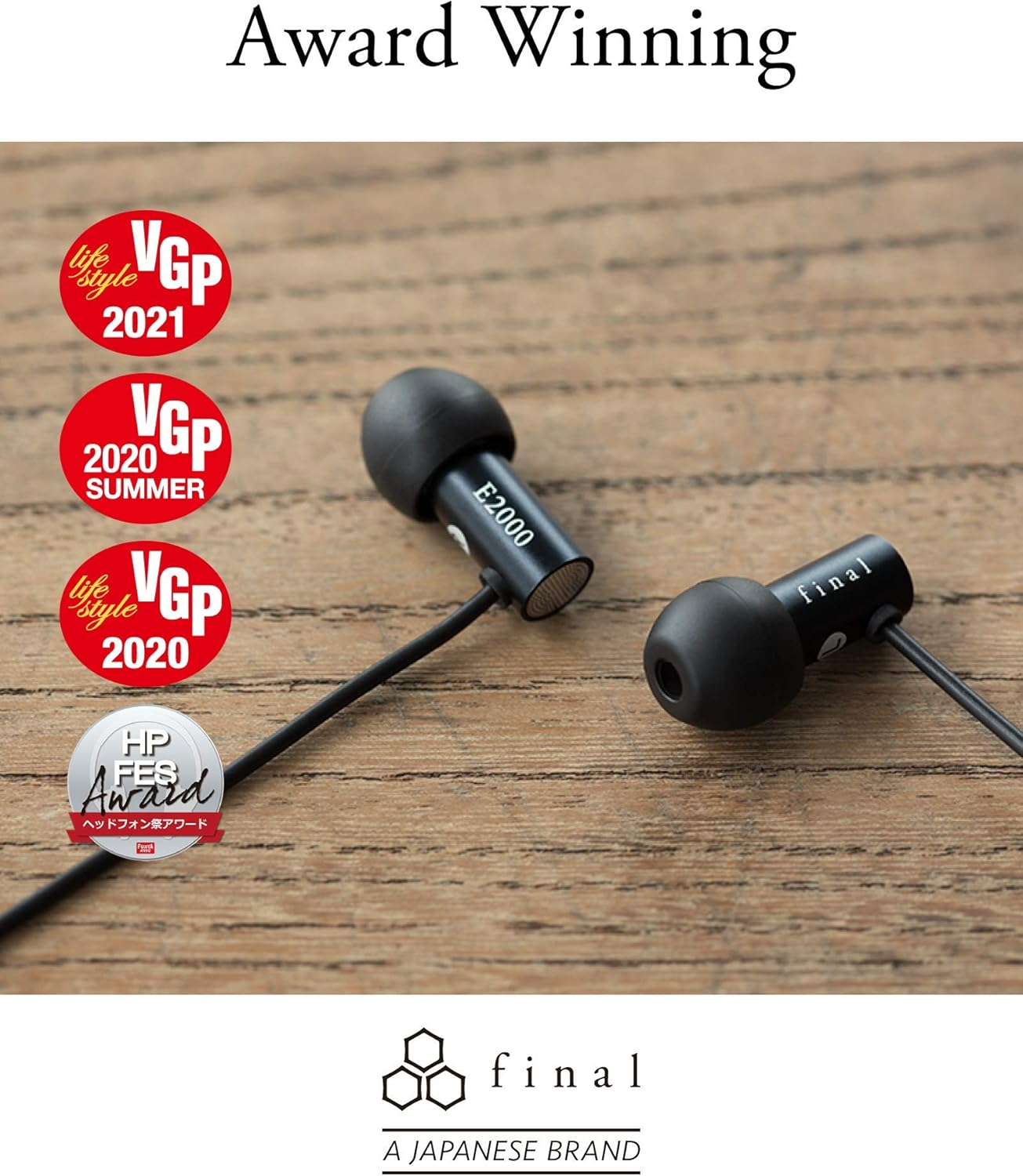 Final E2000C in Ear Isolating Earphones with Smartphone Controls and Microphone - Black Aluminium