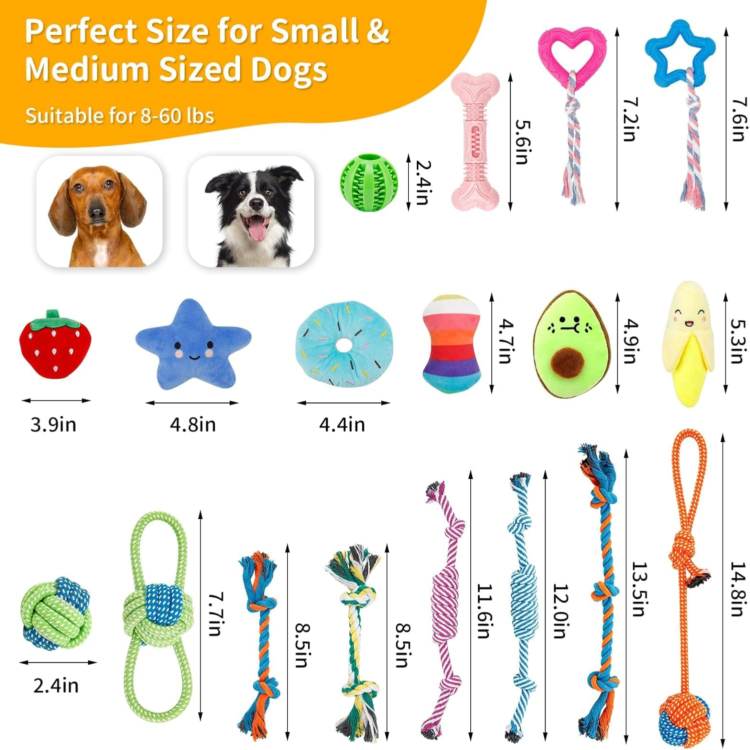 22 Pack Dog Rope Toys for Small & Medium Breed Dogs, Durable Chew, Dog Chew Toys, Tug of War, Interactive Dispensing Dog Treat Toys for Boredom, Promote Dental Health, Exercise & Bonding image number 5