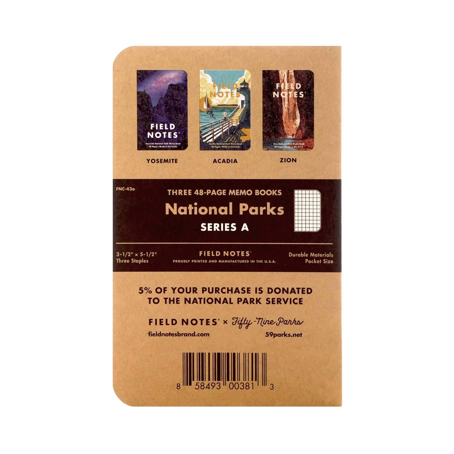 Field Notes: National Parks Series (Series a - Yosemite, Acadia, Zion) - Graph Paper Memo Book 3-Pack - 3.5 X 5.5 Inch image number 6