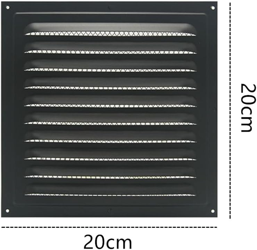 Square Ventilation Grille, Black Metal Square Ventilation Grille Stainless Steel Air Vent Cover for Efficient Home Ventilation (20X20Cm) image number 1