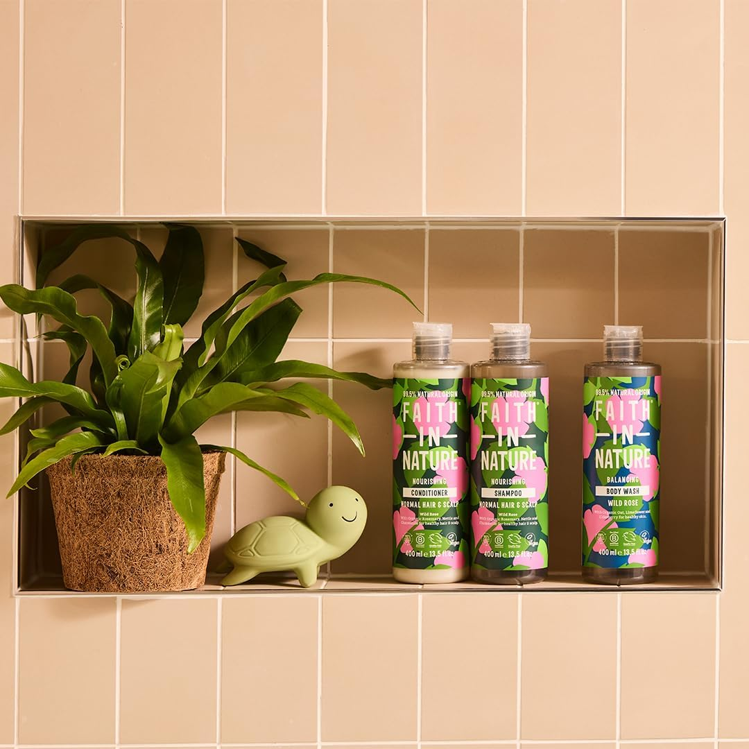 Faith in Nature Natural Wild Rose Body Wash, Restoring, Vegan and Cruelty Free, No SLS or Parabens, 400Ml - 5 Ounces, Seaweed  Citrus image number 3