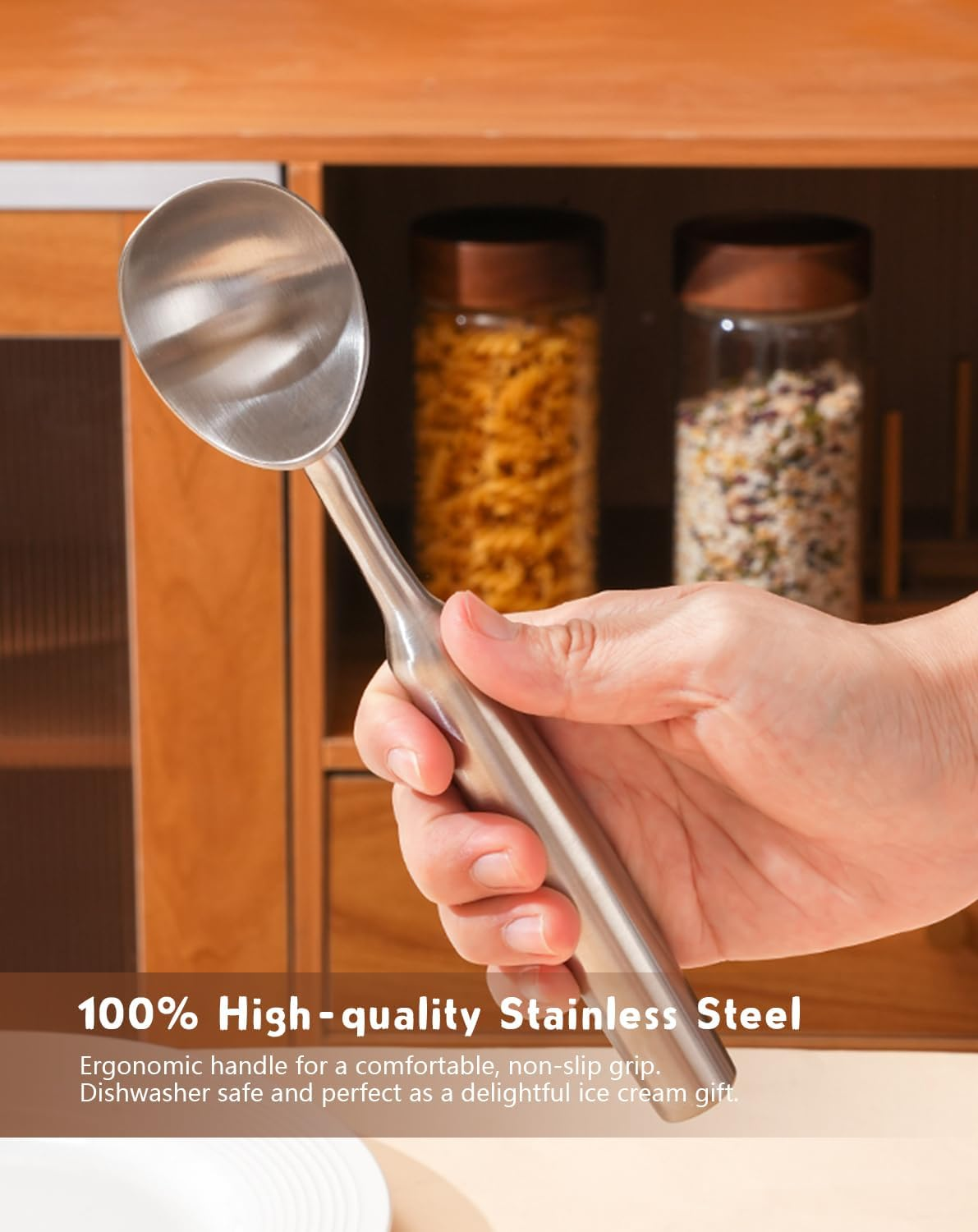 Ice Cream Scoop, One Piec Heavy Duty Stainless Steel Sturdy Icecream Scooper Cookie Fruit Scoop, Durable NO Paint NO Coating Dishwasher Safe image number 4