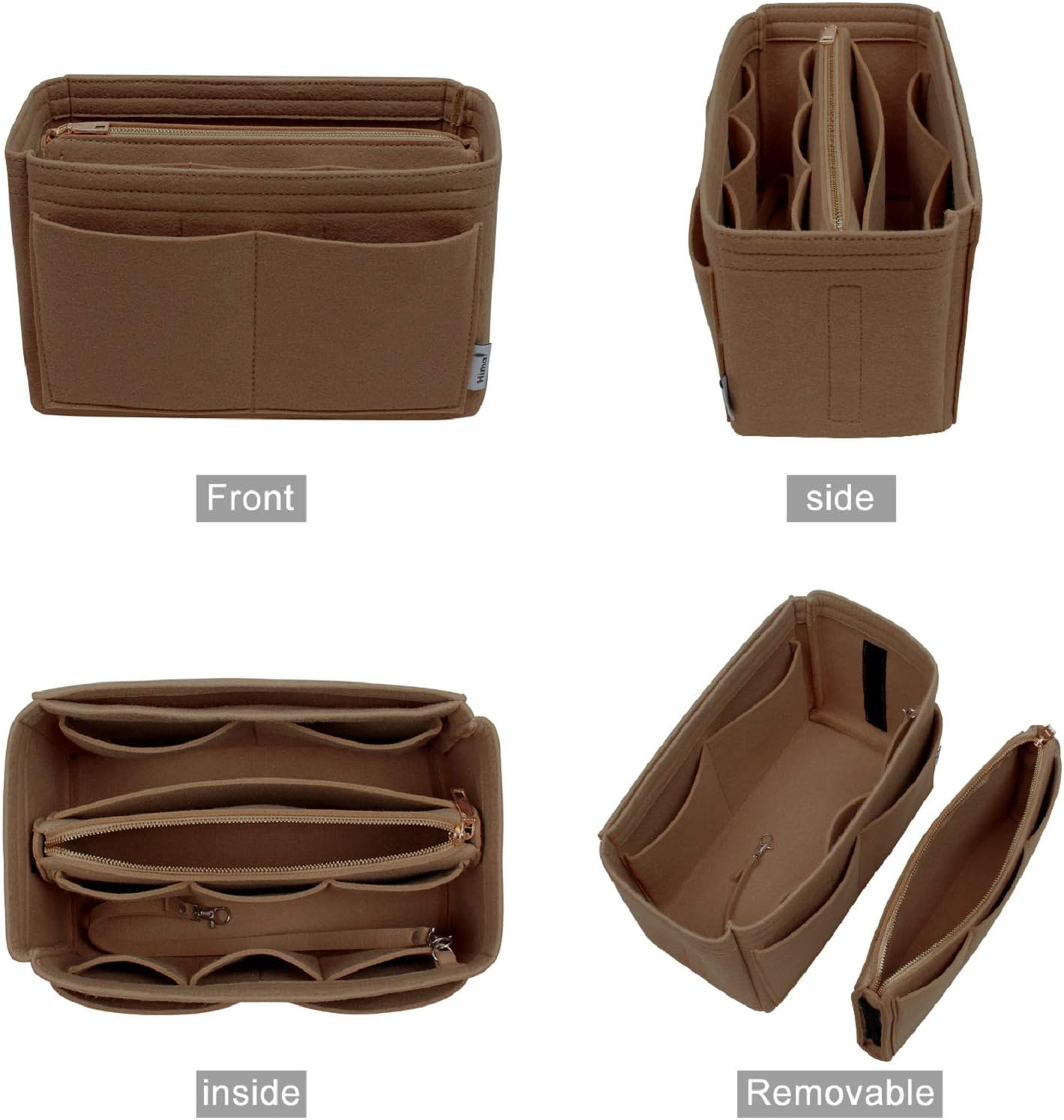 Himai Purse Organizer Insert, Bag Organizer, Bag in Bag, Perfect for Speedy Neverfull and More, 5 Size, Lighting Coffee, Slender Large image number 4