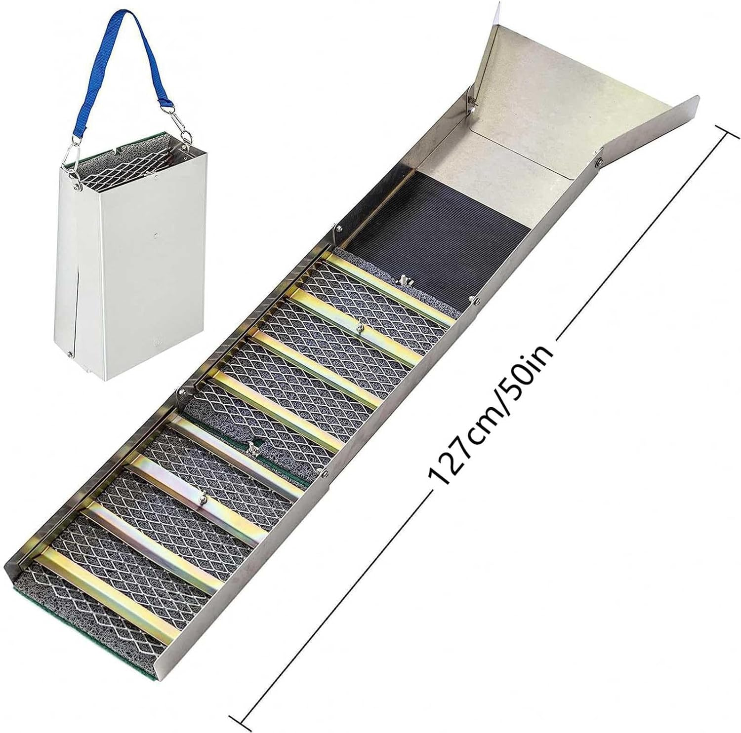 Bewinner Folding Aluminum Alloy Sluice Box, Portable Gold Prospecting Equipment, Gold Panning Kit for Gold Mining for River, Creek, Gold Panning, Prospecting, Dredging