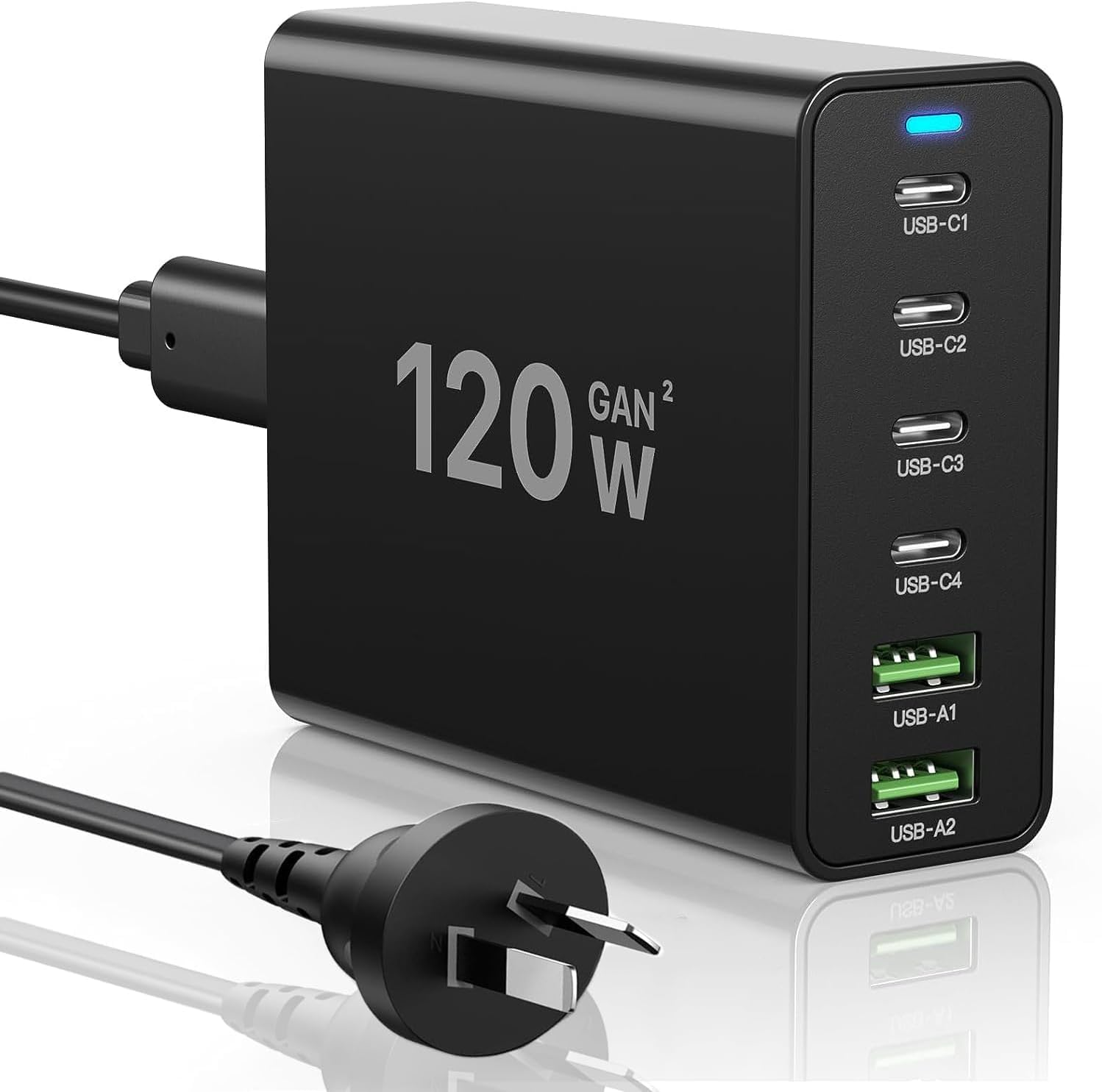 USB C Charging Station, 6 Port Charger【4 USBC + 2 USBA】 Total 120W Block Hub, Fast Charge PD20W Type C, Multiple Plug Power Adapter Compatible with Iphone 11/12/13/14/15/16/Galaxy S21/S22/S23/Tablet image number 2