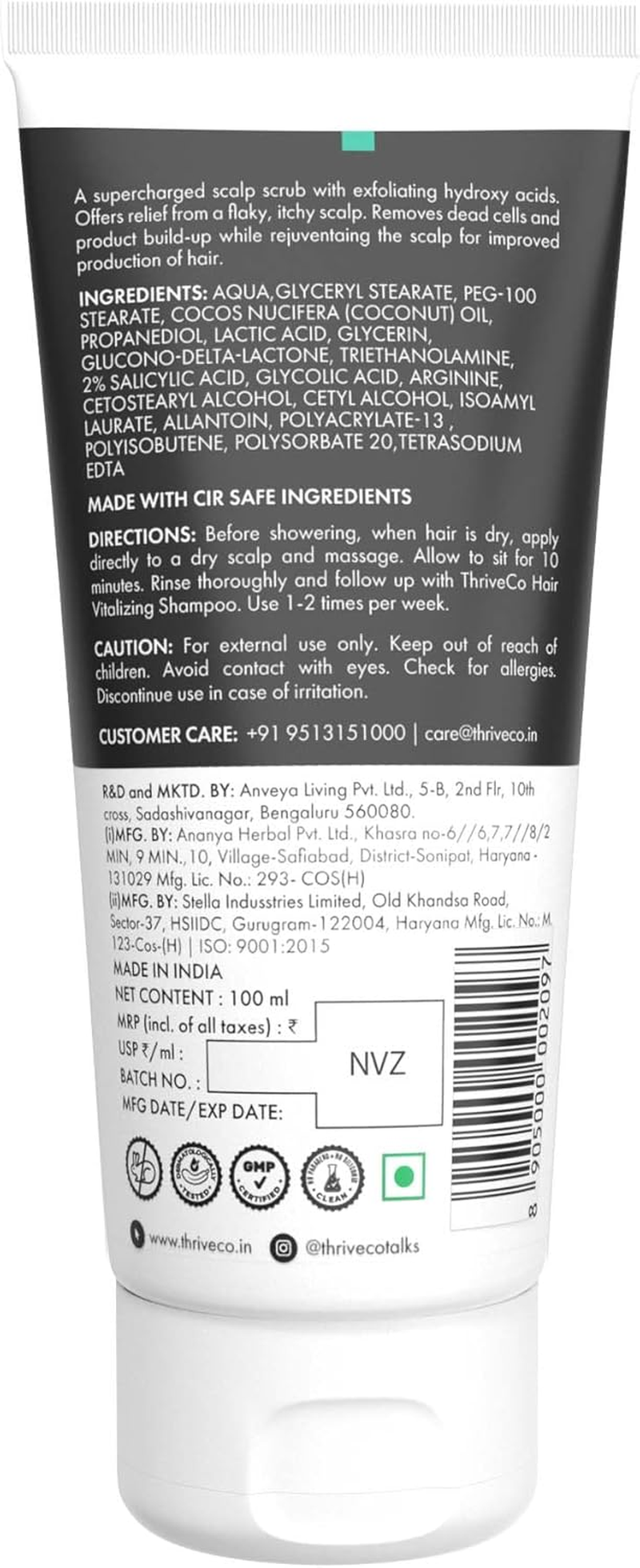 Thriveco Aha Bha Pha Exfoliating Scalp Scrub, 100Ml White image number 4