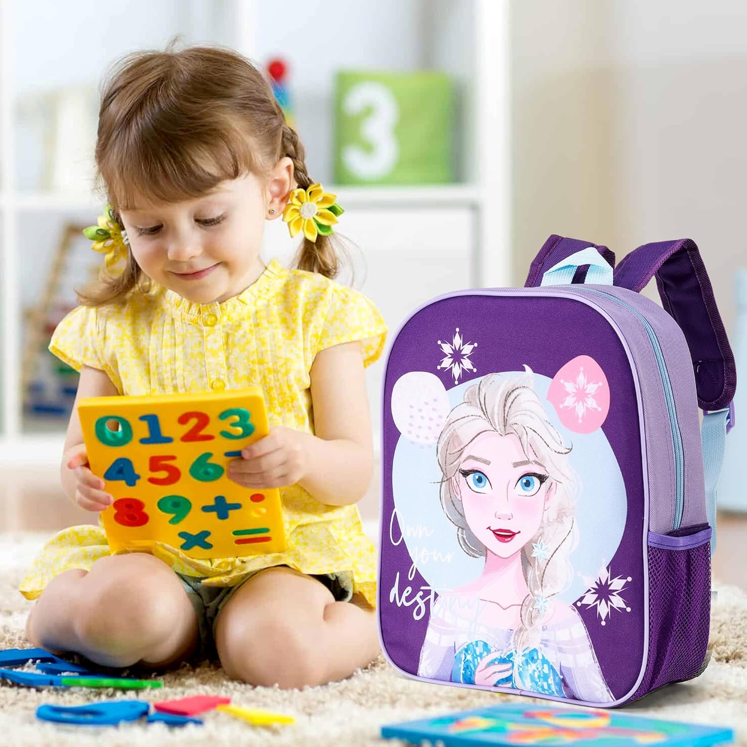 Disney Frozen Kids Childrens Backpack School Rucksack Travel Bag Boys Girls with Side Mesh Pocket, Multicolour, M image number 6