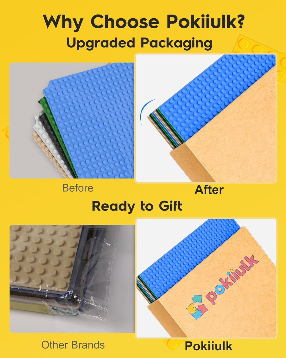 Pokiiulk 10 Pack Classic Baseplates Building Plates for Building Bricks 100% Compatible with All Major Brands-Baseplate, Base Plates Multipack, 10" X 10", Multicolored image number 1